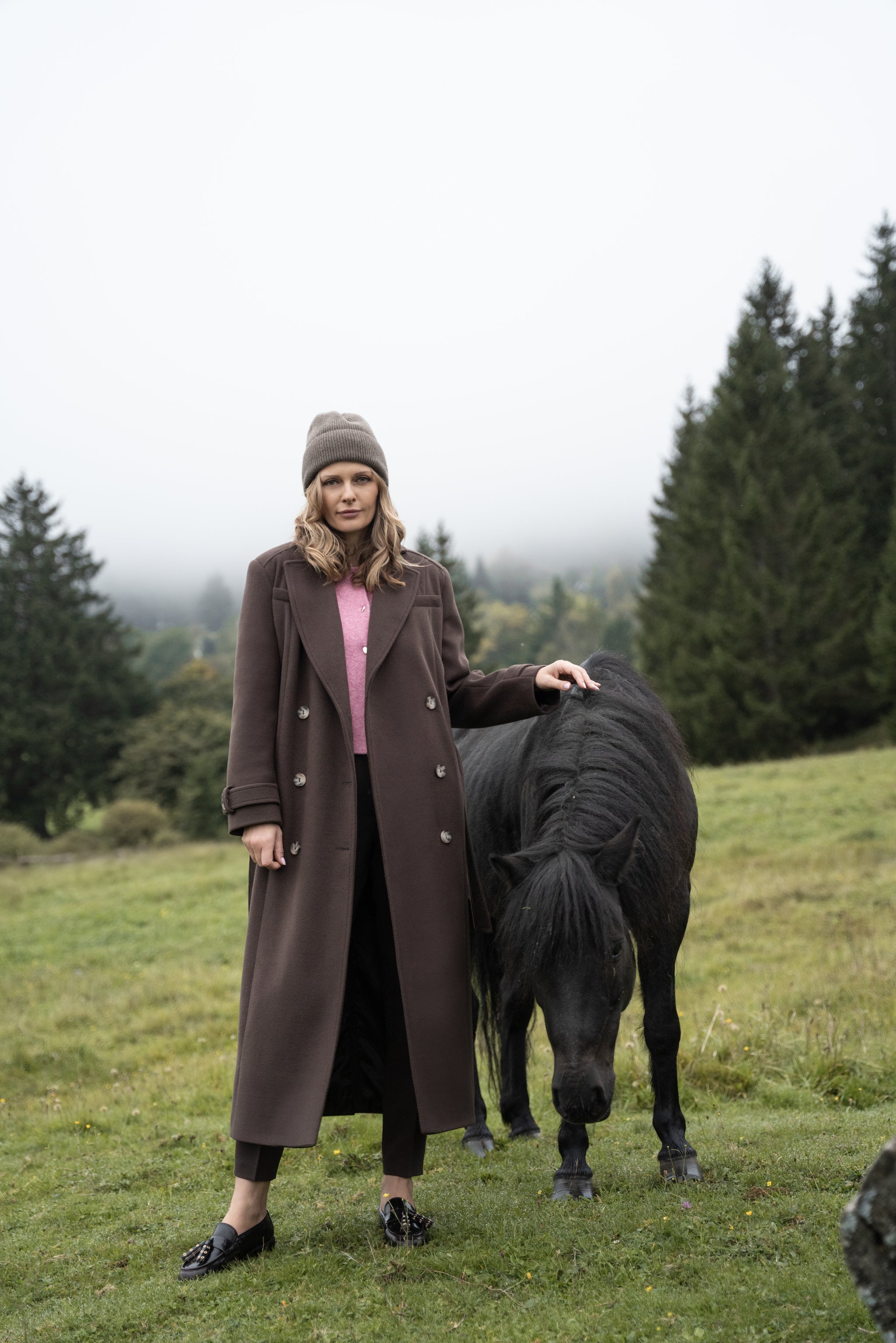 MALWINA maxi coat chocolade