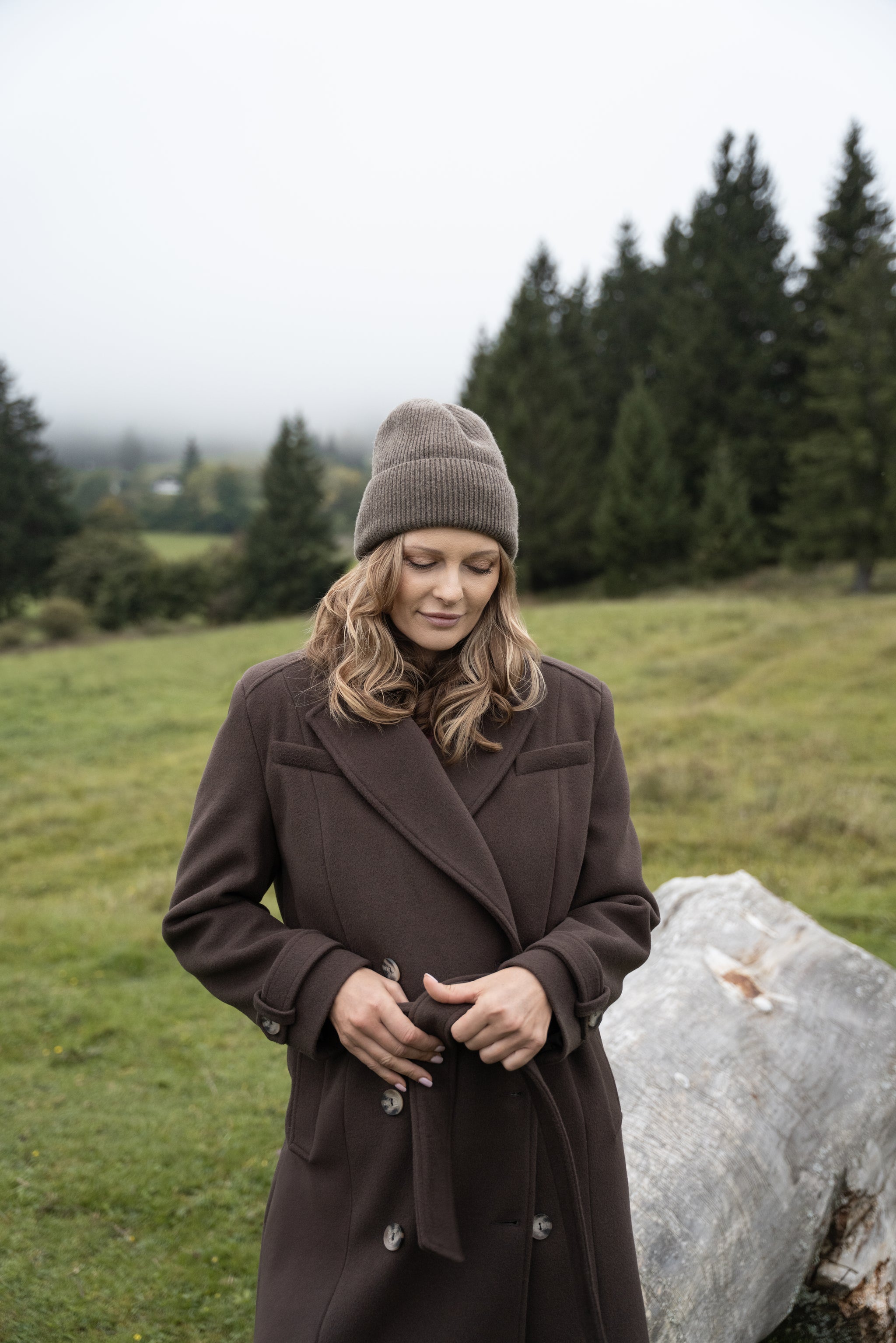 MALWINA maxi coat chocolade