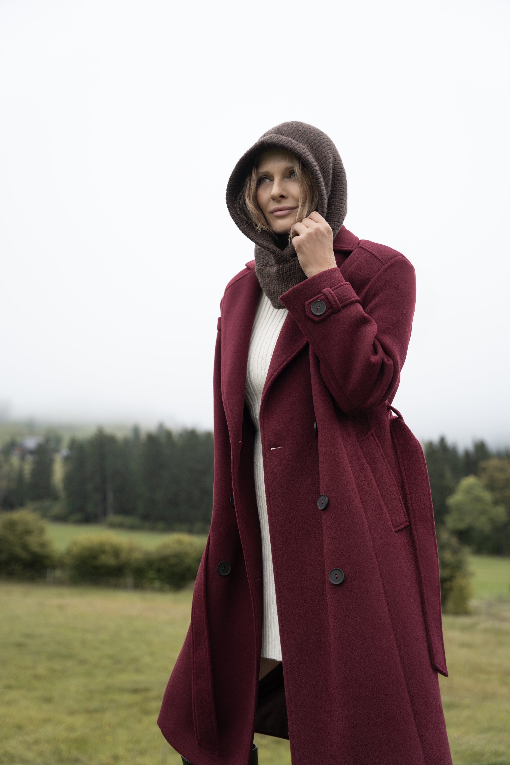 MALWINA midi-jas bordeauxrood