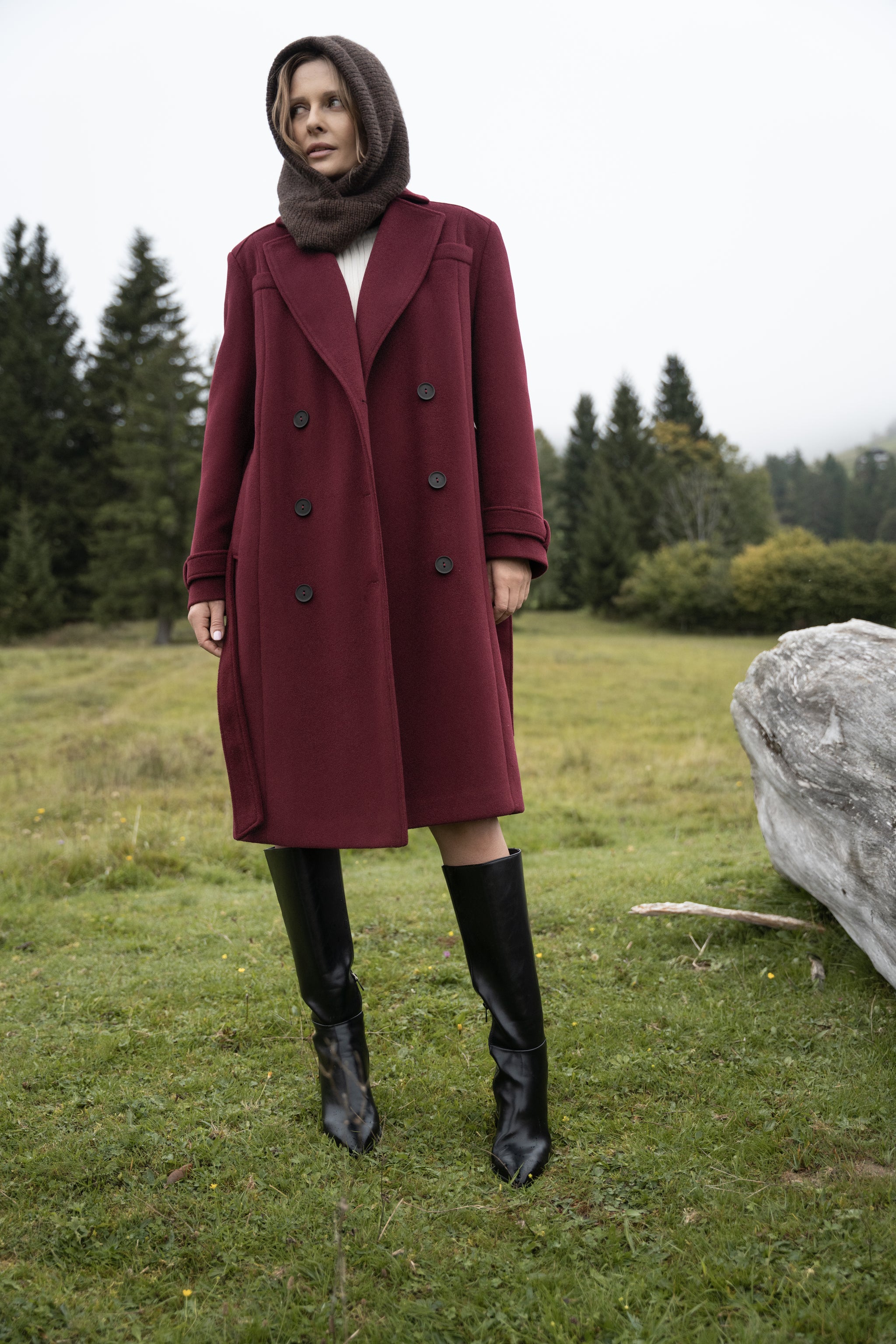 MALWINA midi-jas bordeauxrood