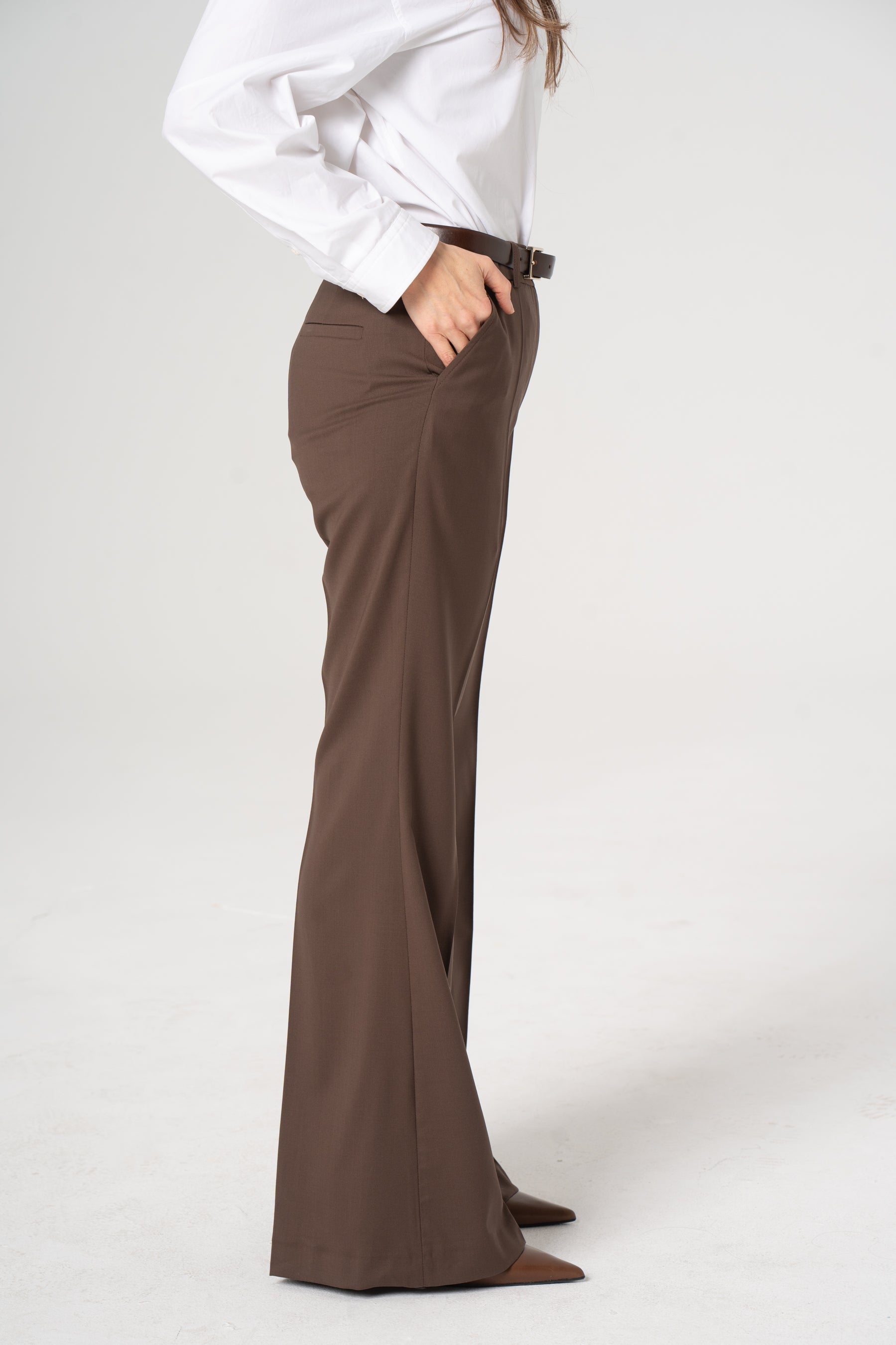 BERTA wool trousers chocolate