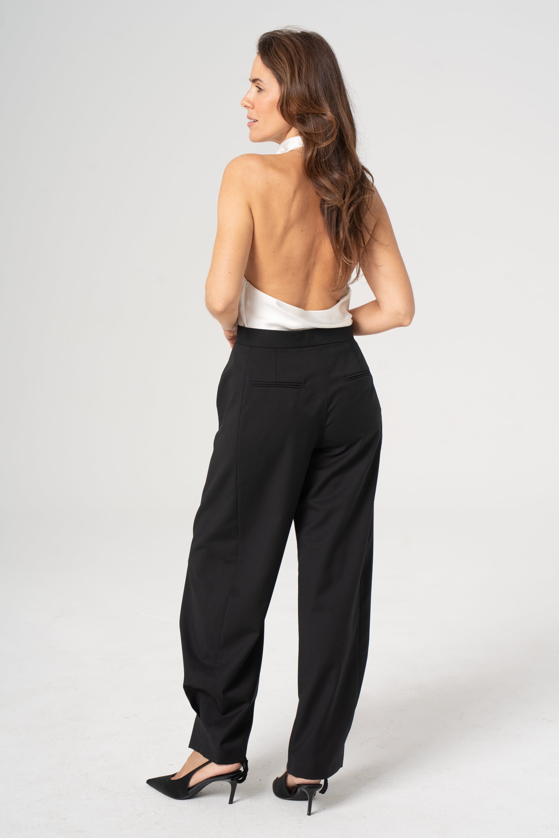ROMA black wool trousers