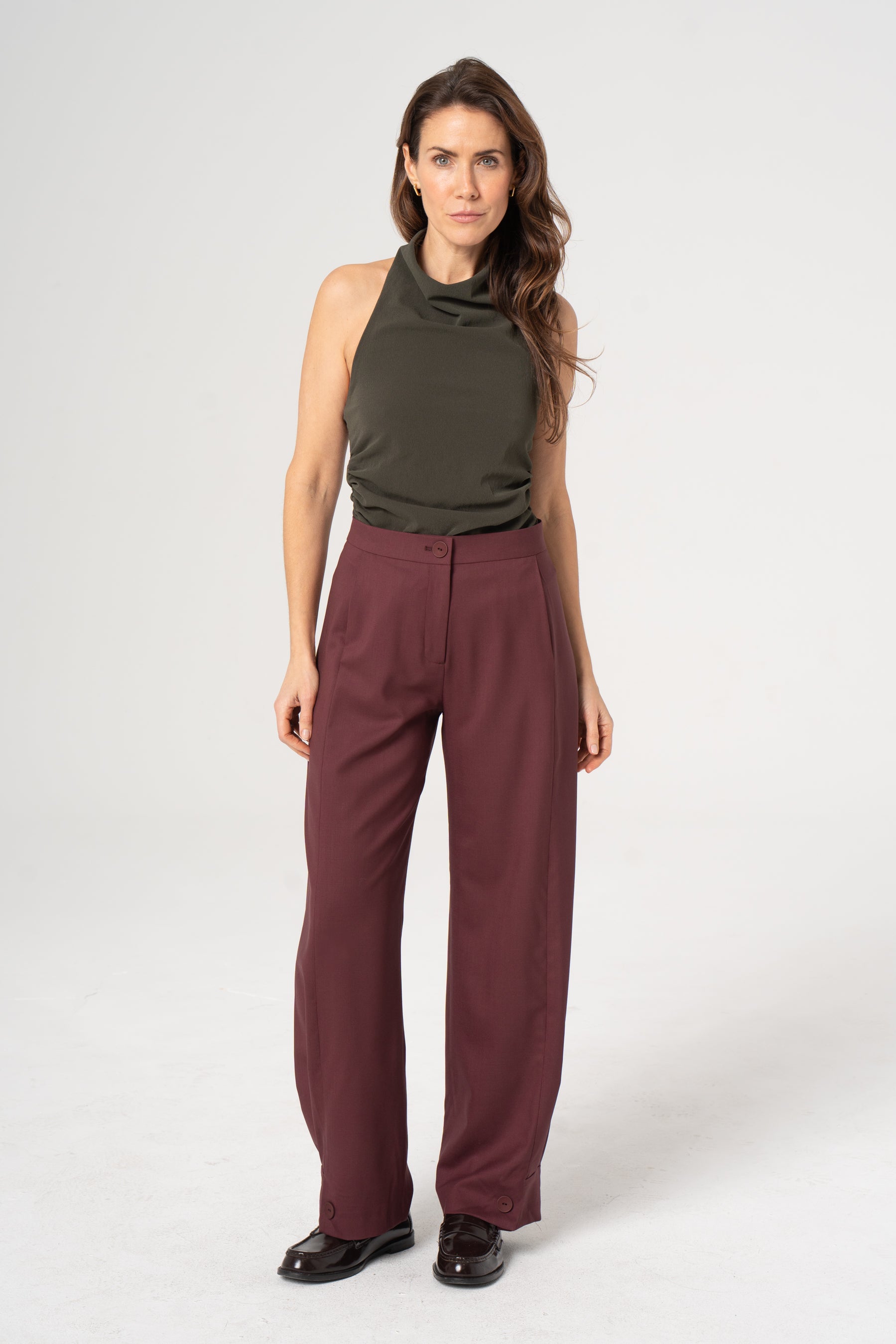 ROMA wool trousers burgundy