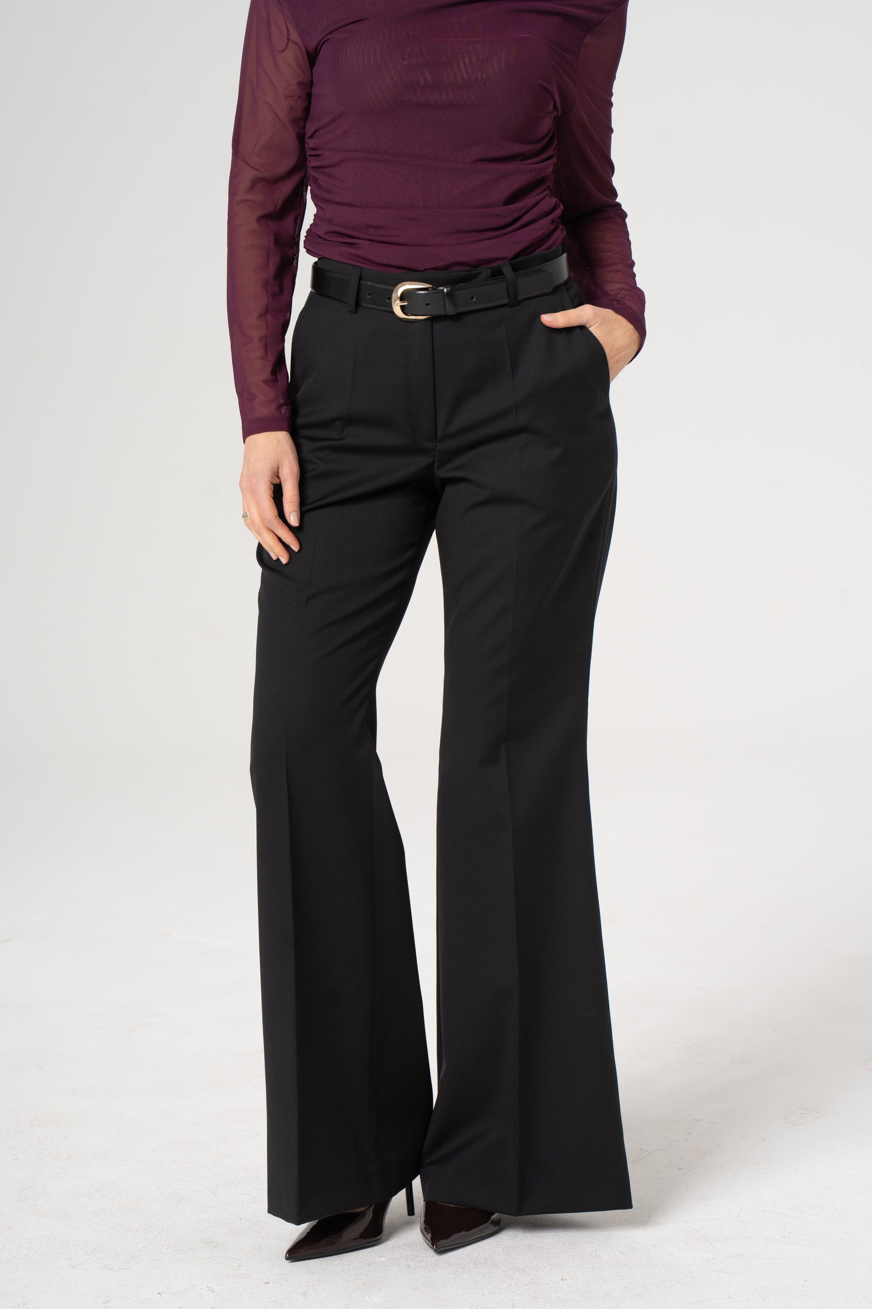 BERTA black wool trousers