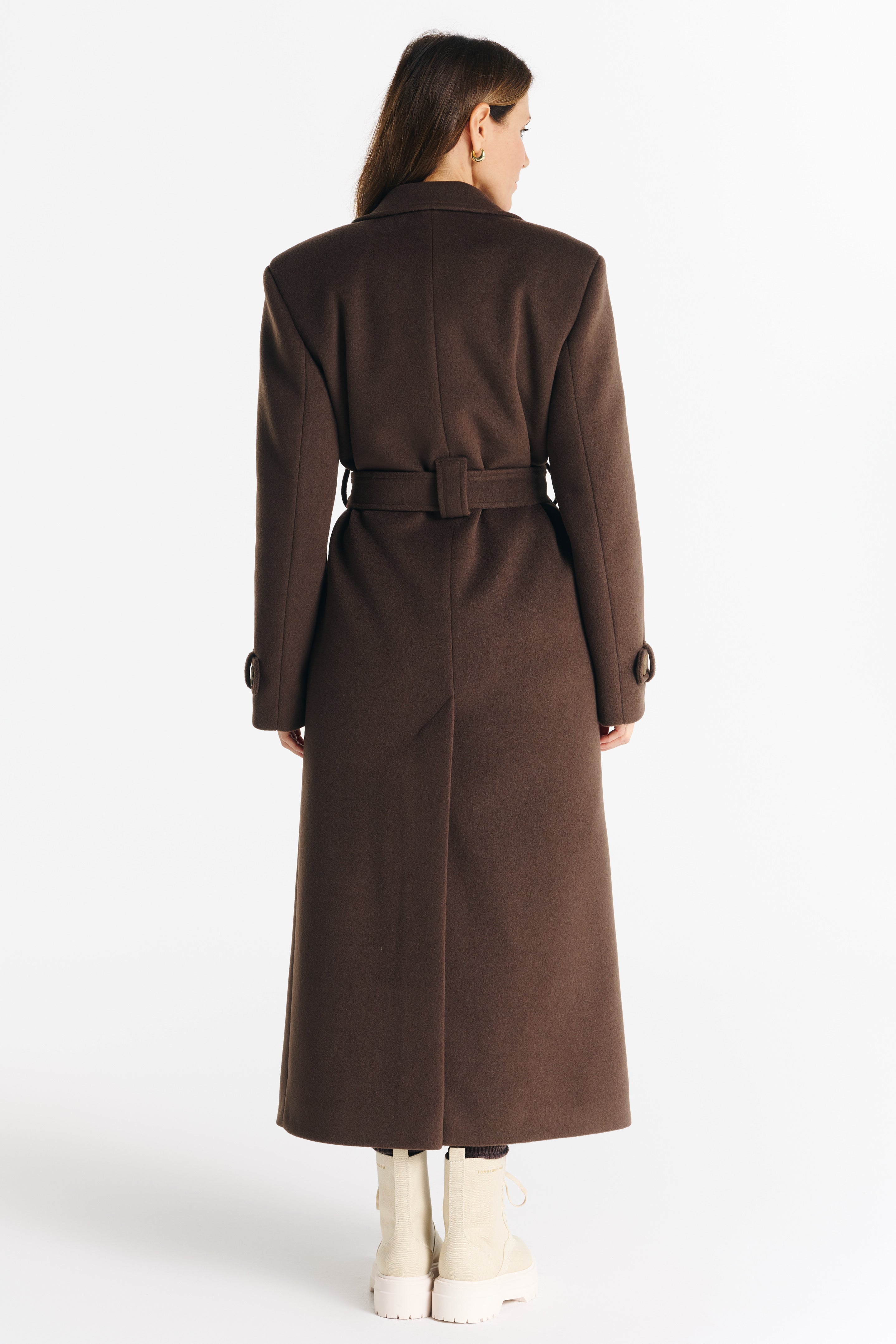 MALWINA maxi coat chocolade