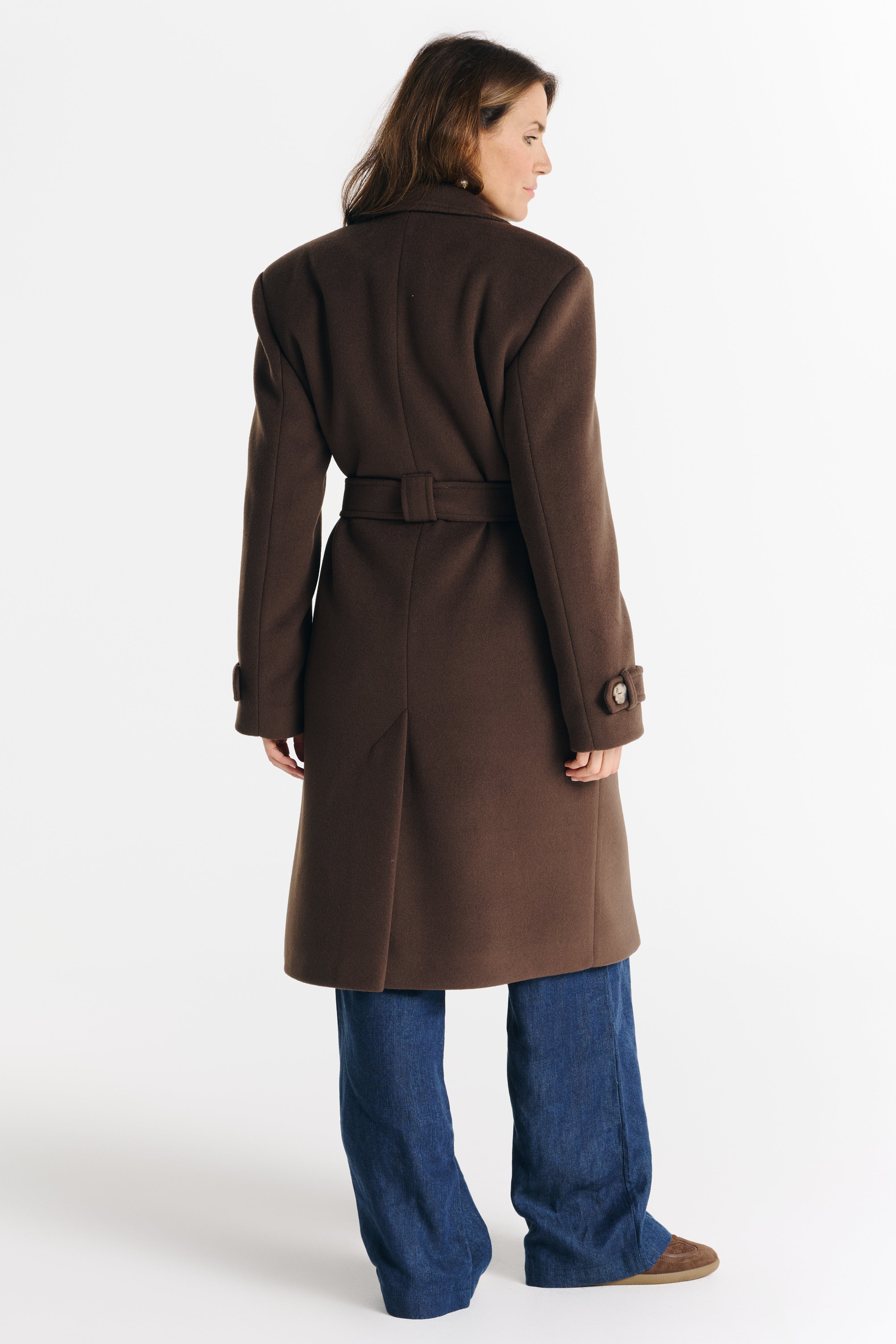 MALWINA midi jas chocolade