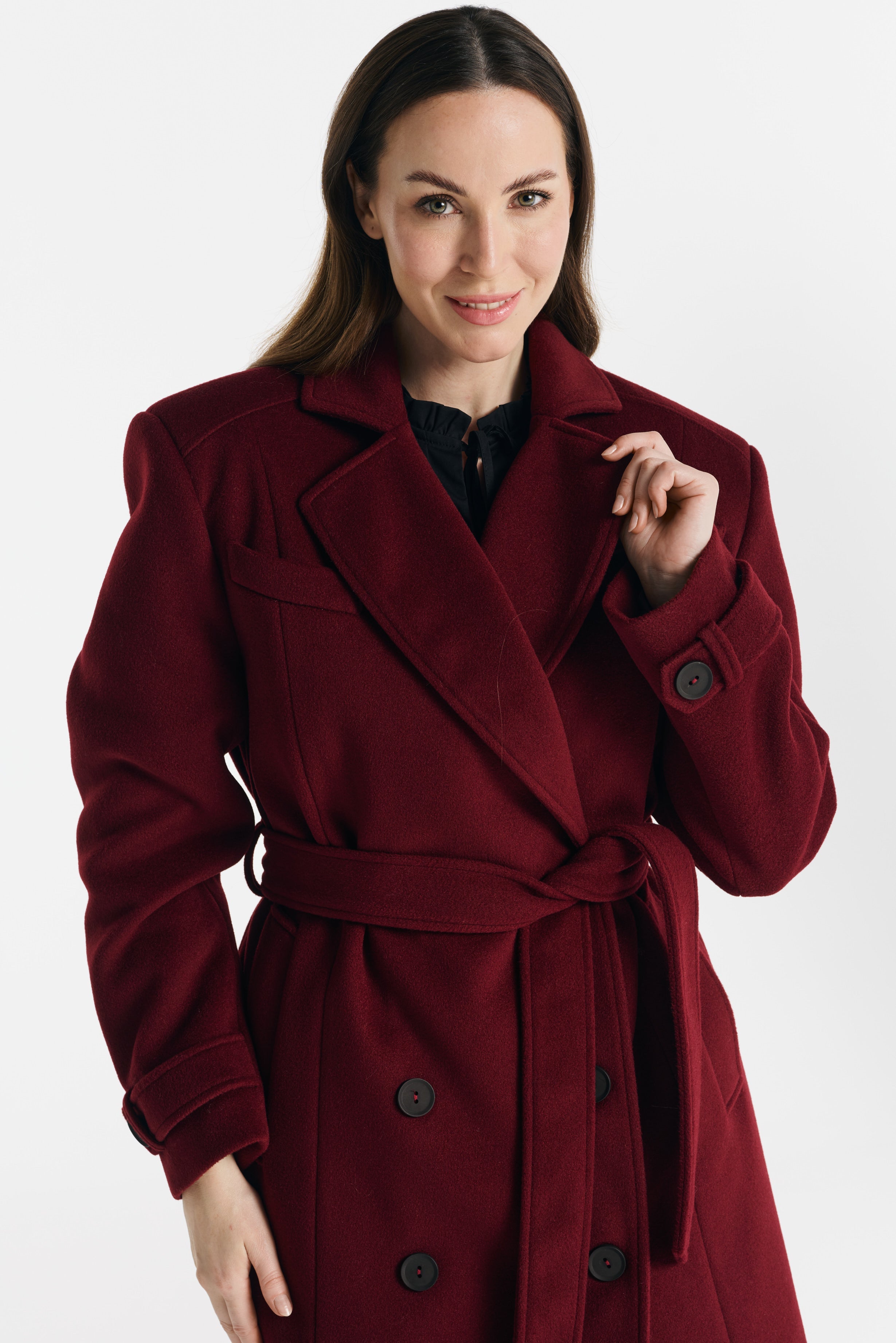 MALWINA midi-jas bordeauxrood