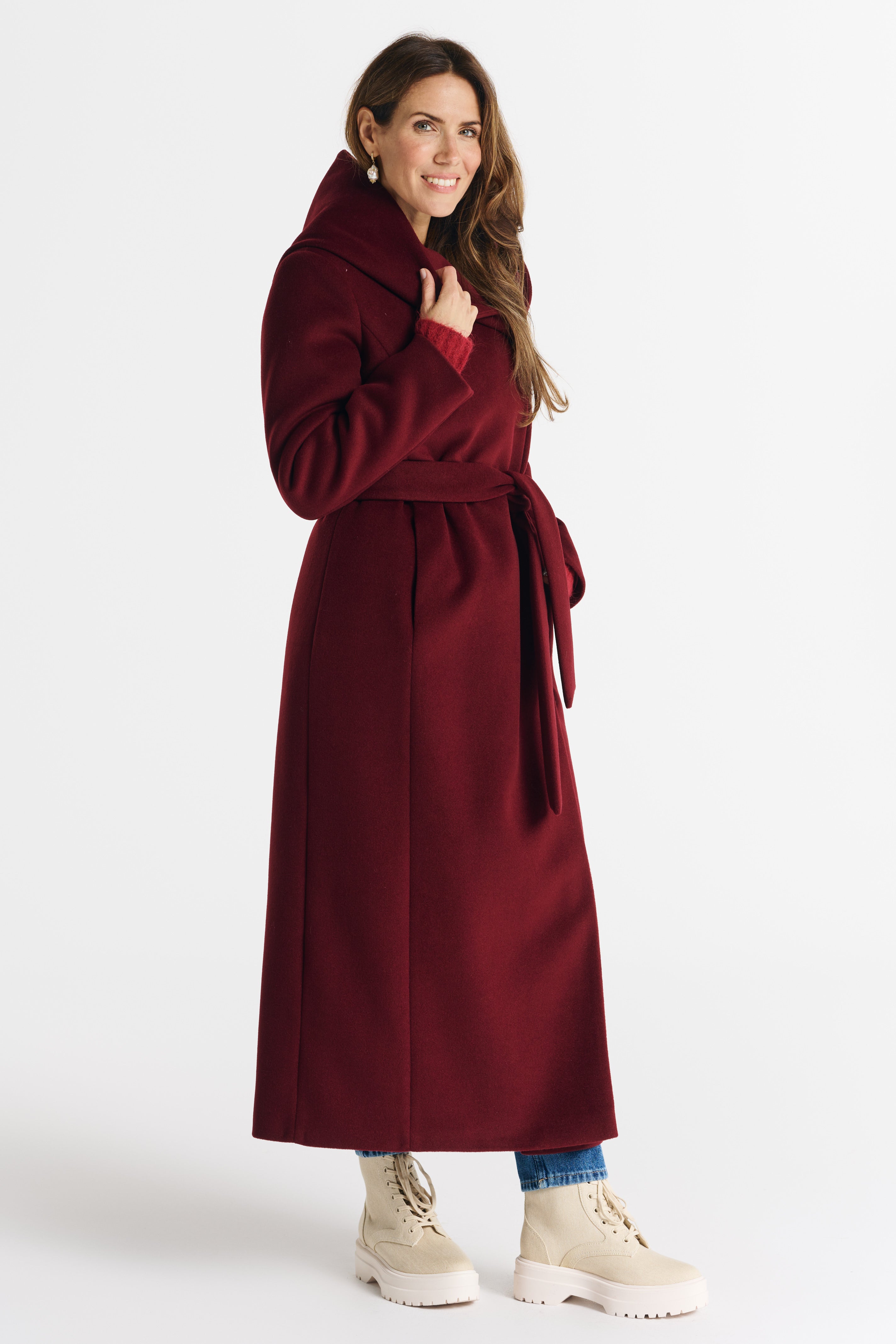 NOELIA maxi-jas bordeauxrood