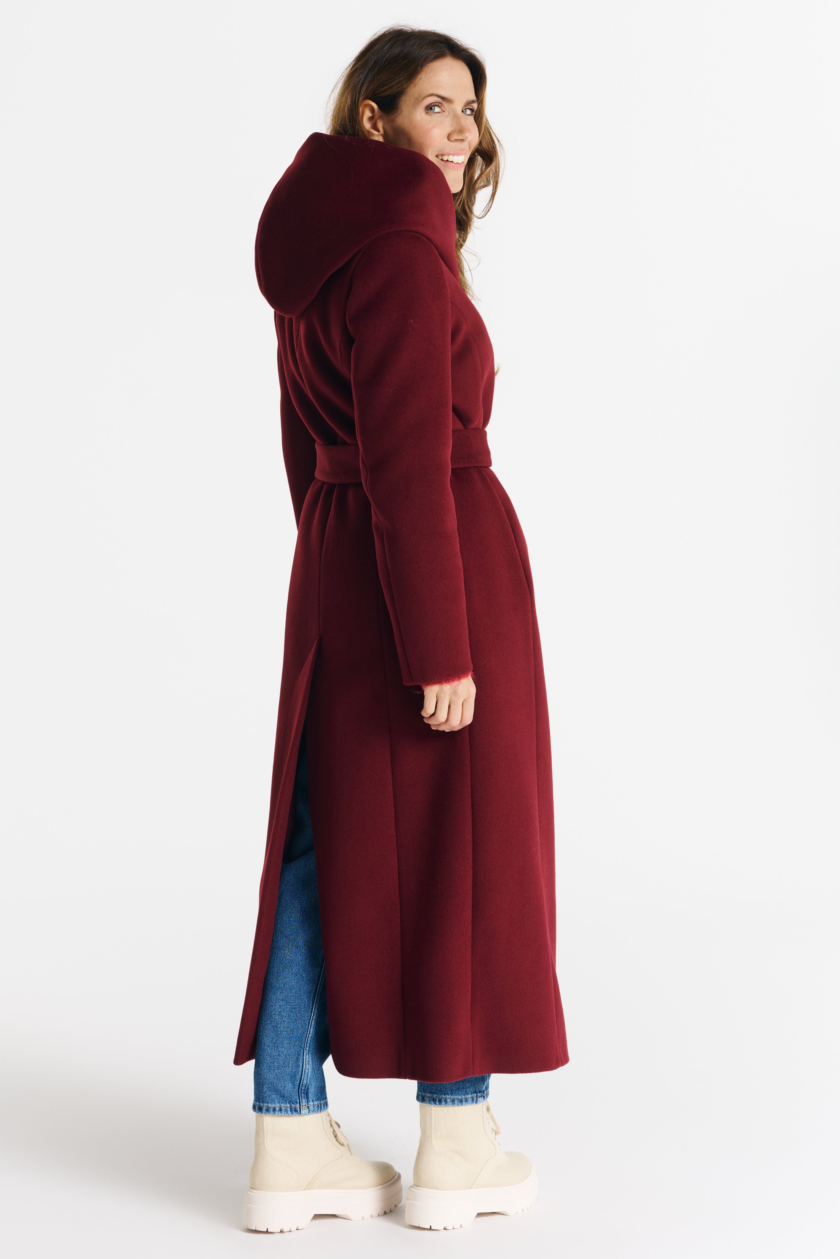 NOELIA maxi-jas bordeauxrood