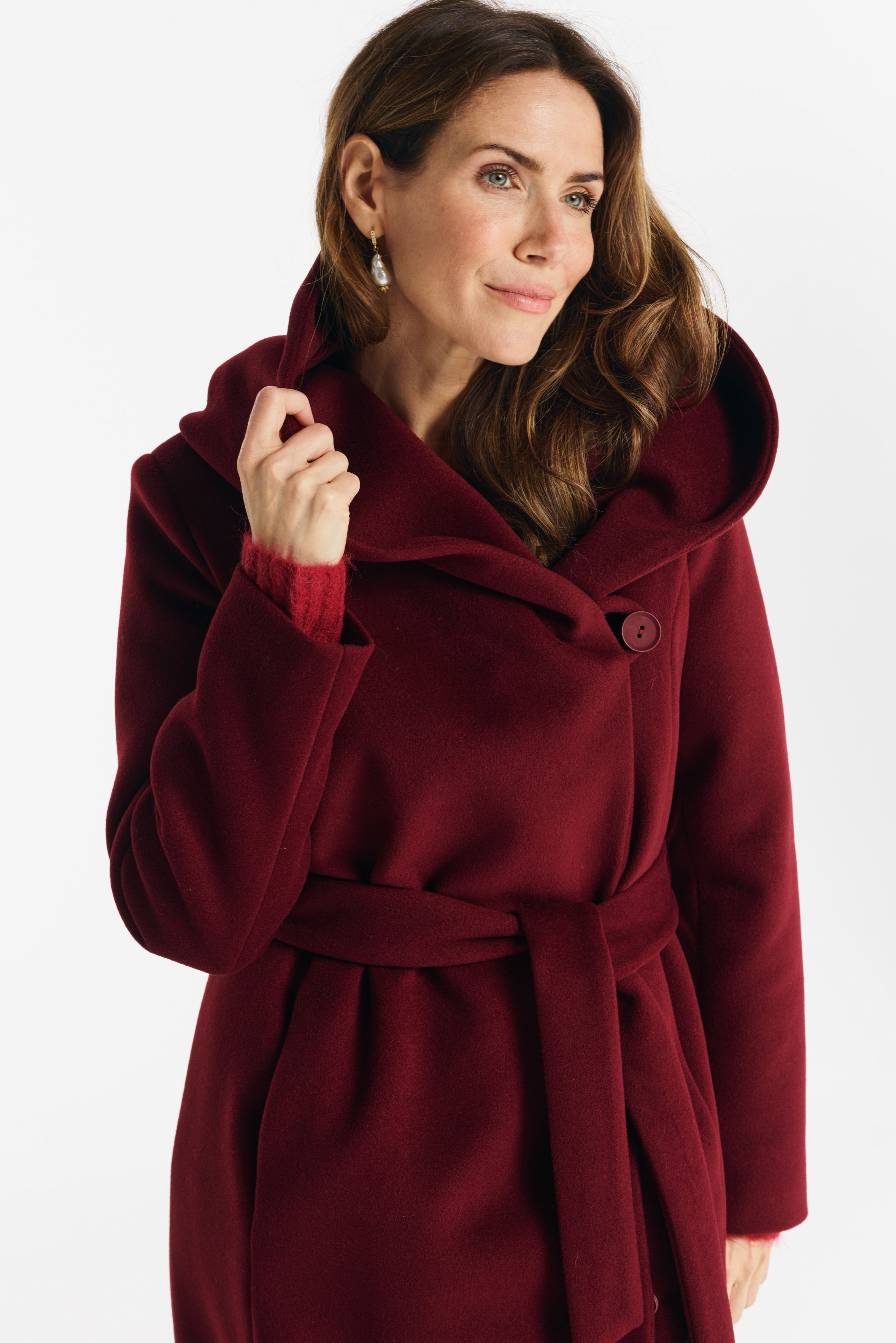 NOELIA maxi-jas bordeauxrood