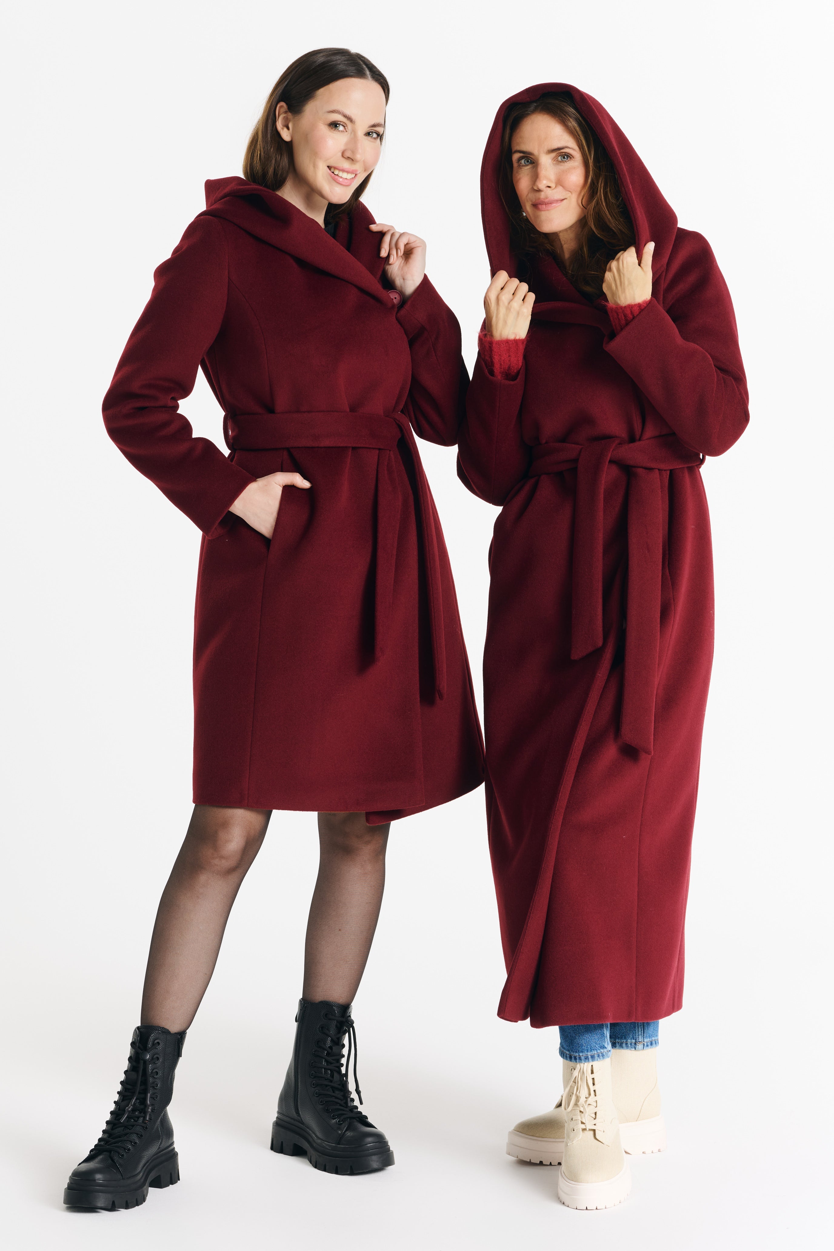 NOELIA maxi-jas bordeauxrood