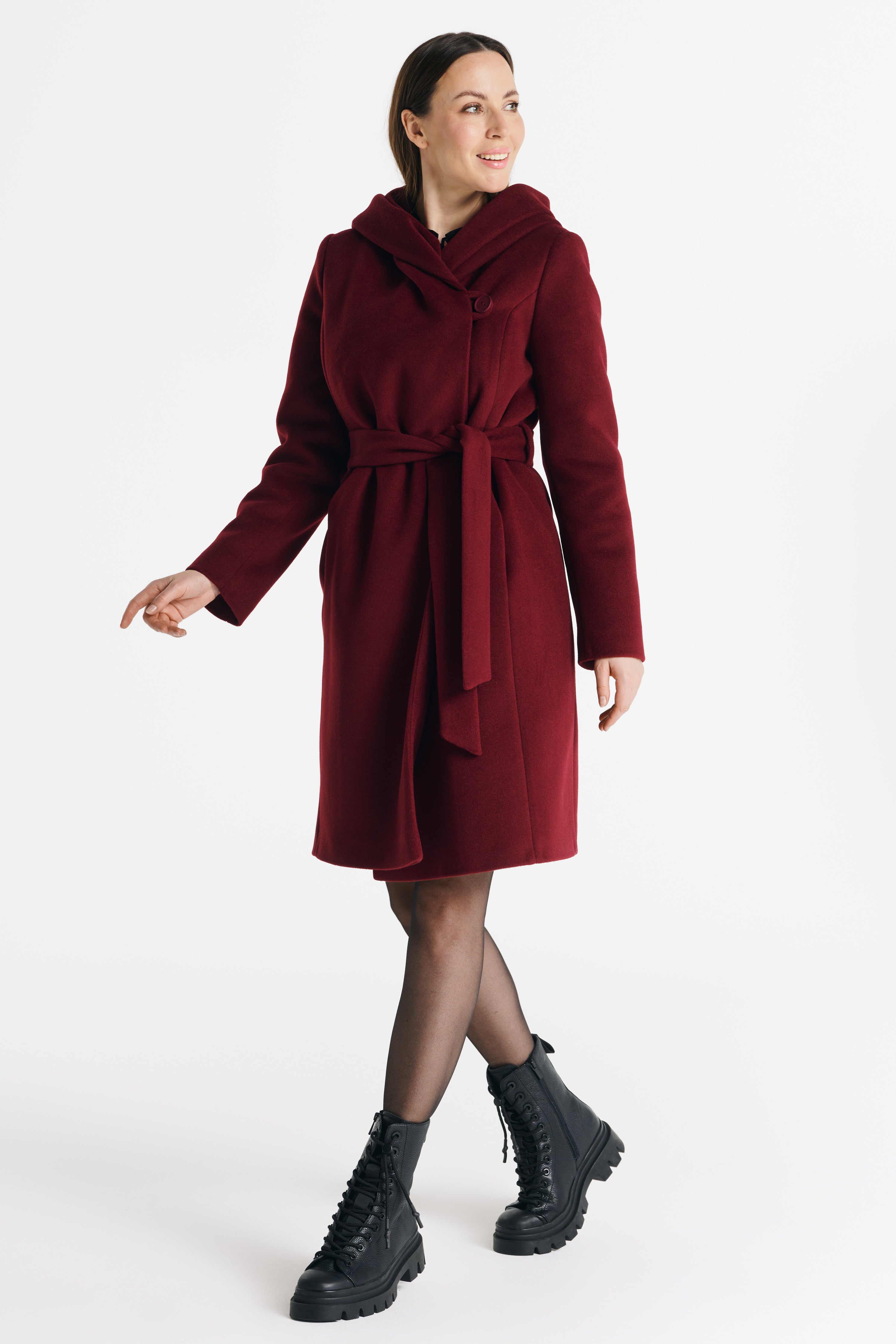 NOELIA midi-jas bordeauxrood