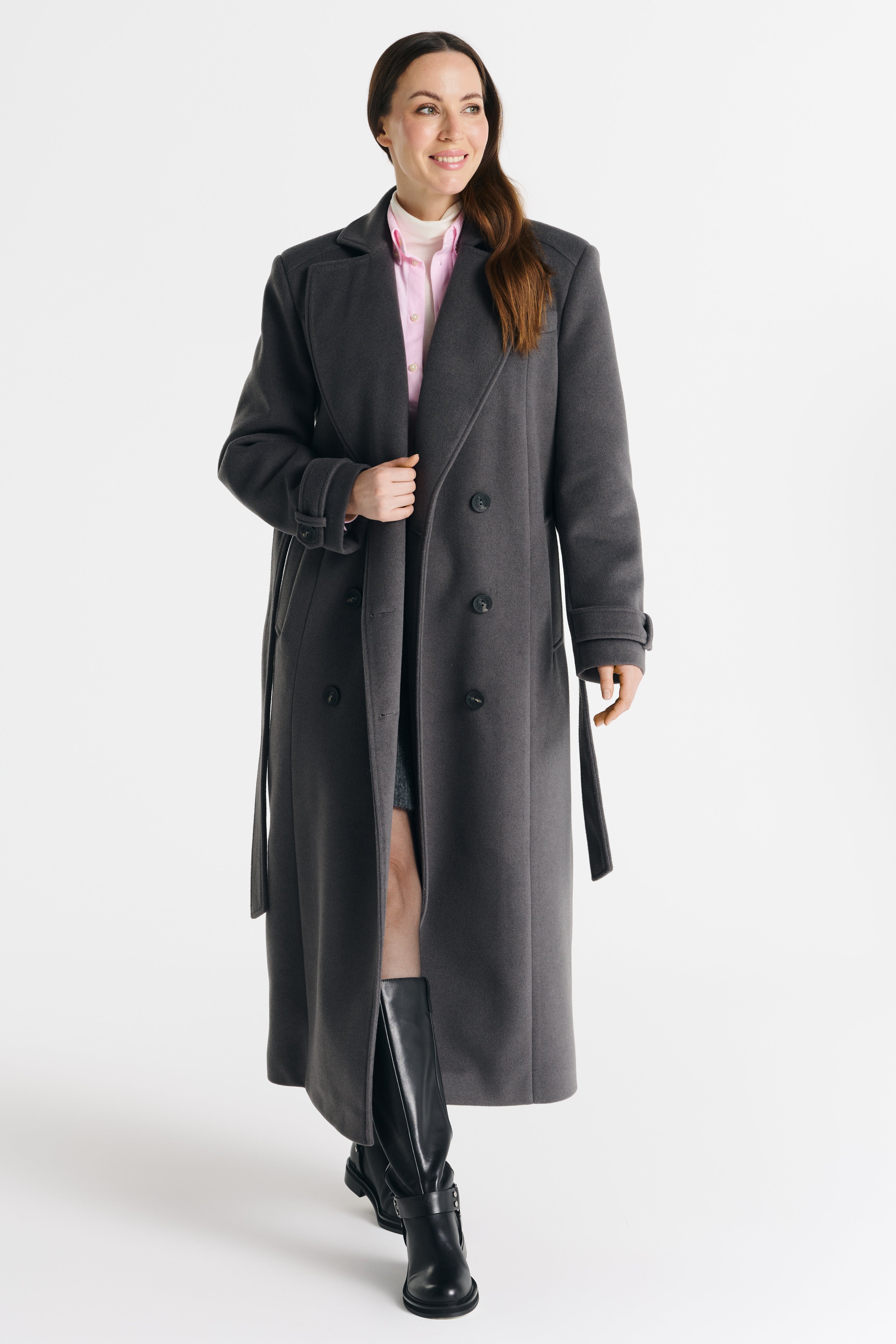 MALWINA maxi jas grijs