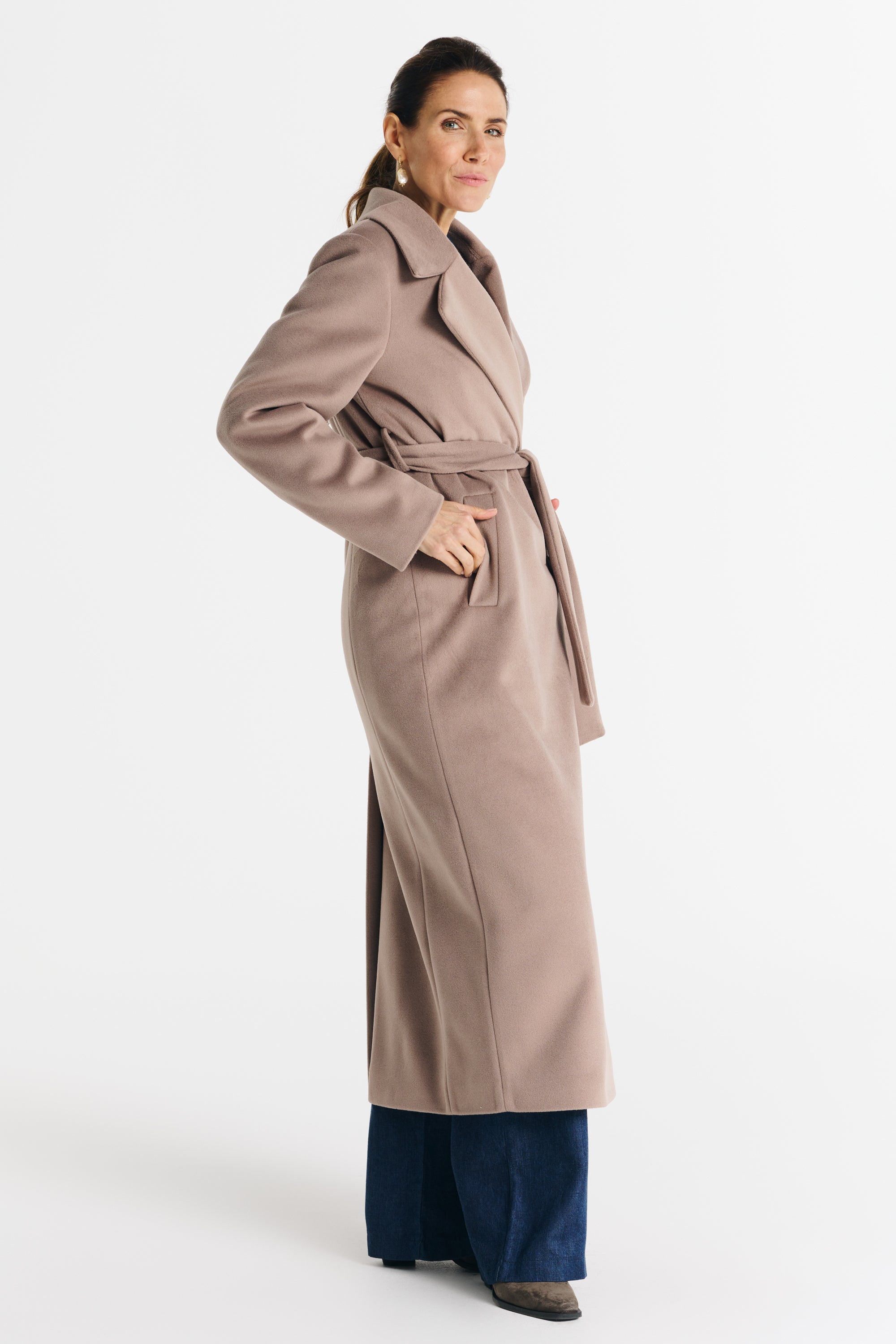 VERONA maxi-jas donkerbeige