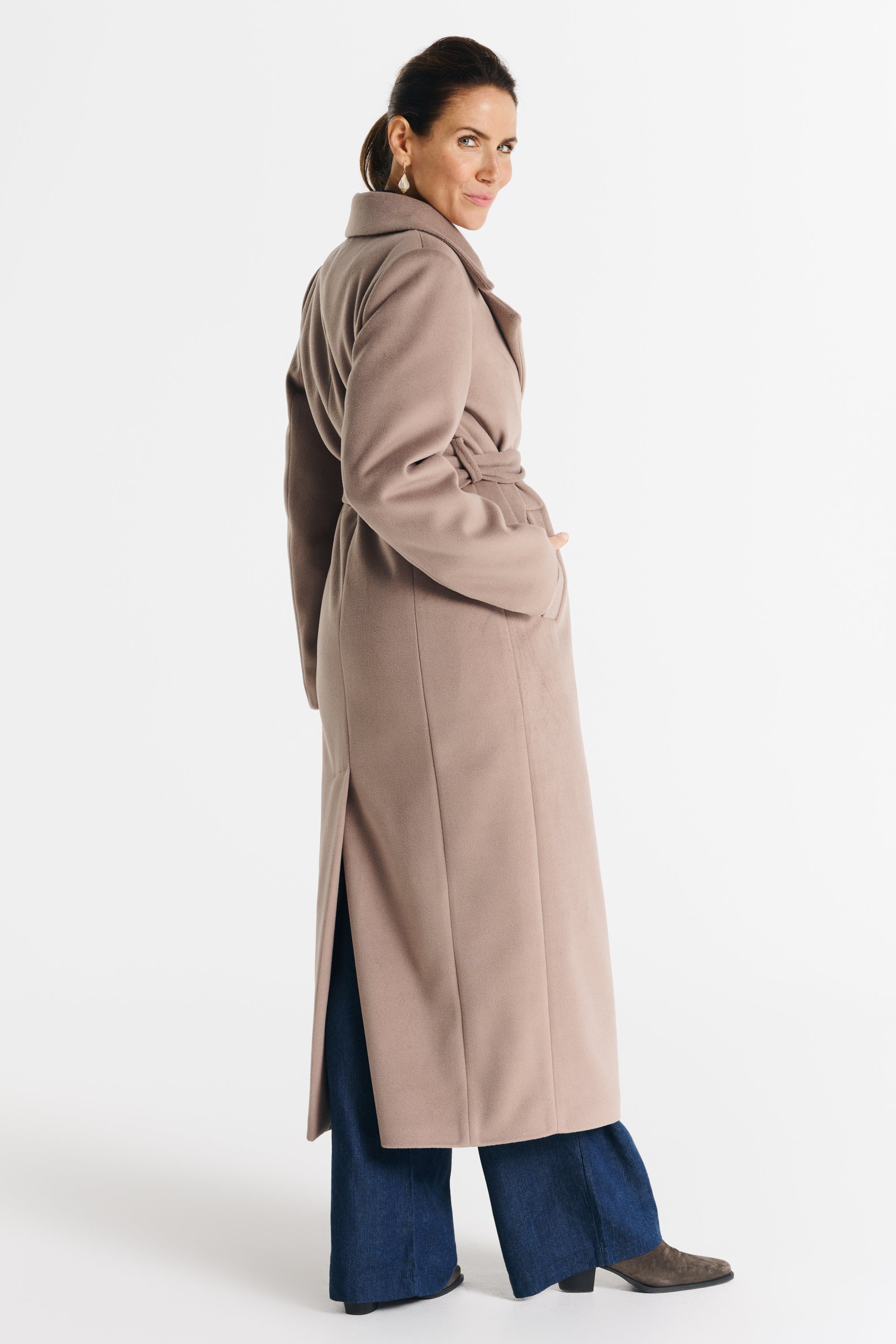 VERONA maxi-jas donkerbeige