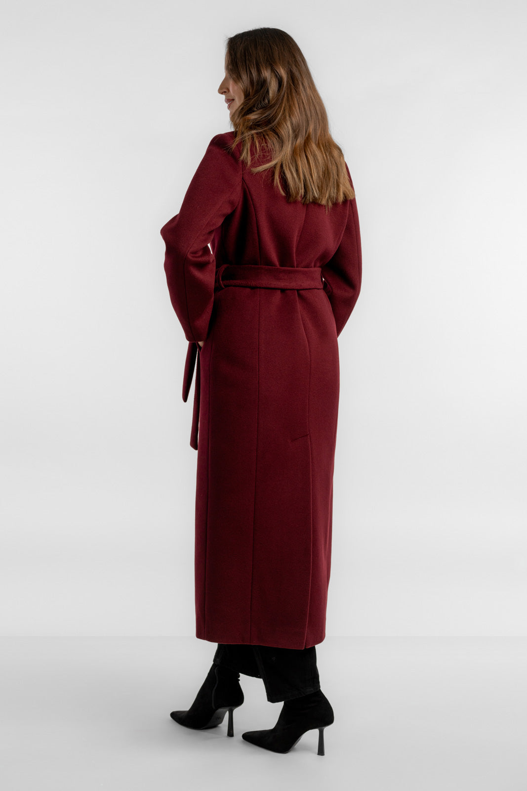VERONA maxi-jas bordeauxrood