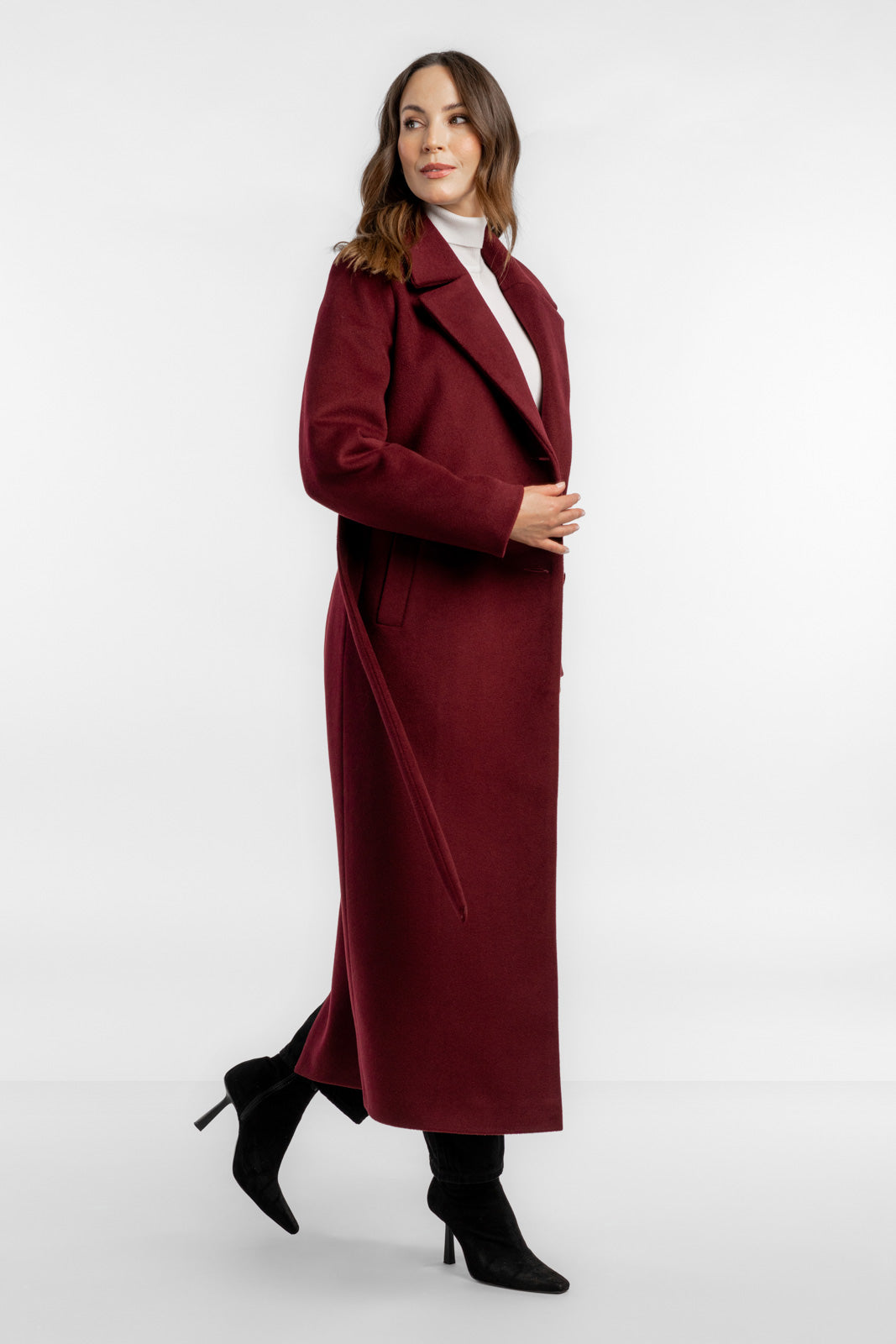 VERONA maxi-jas bordeauxrood