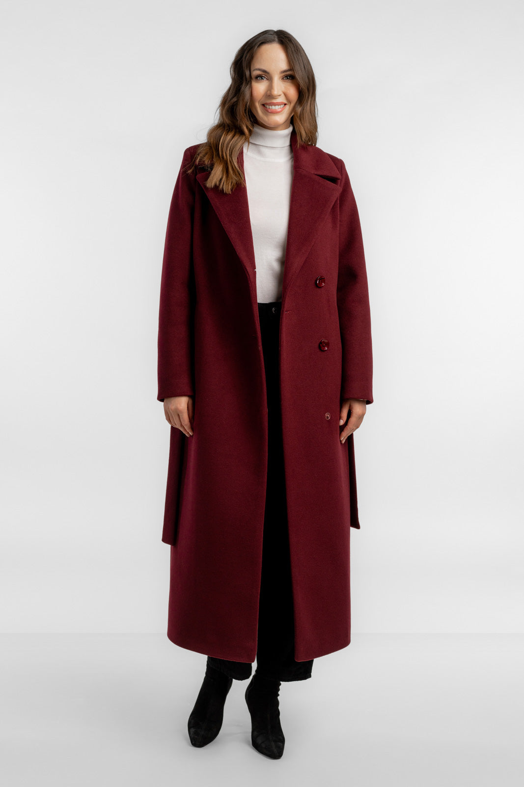 VERONA maxi-jas bordeauxrood