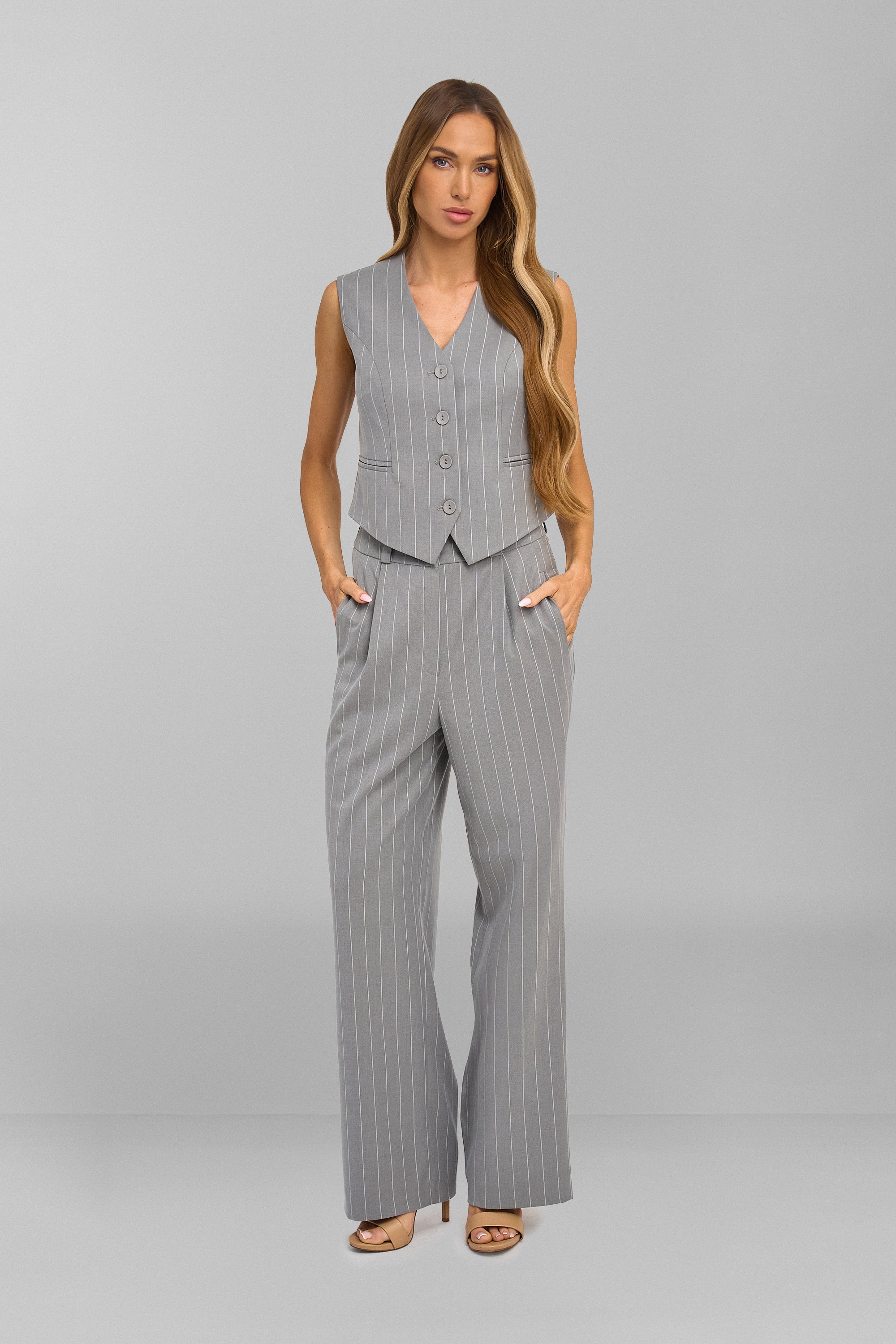 EWELINA trousers, gray stripes