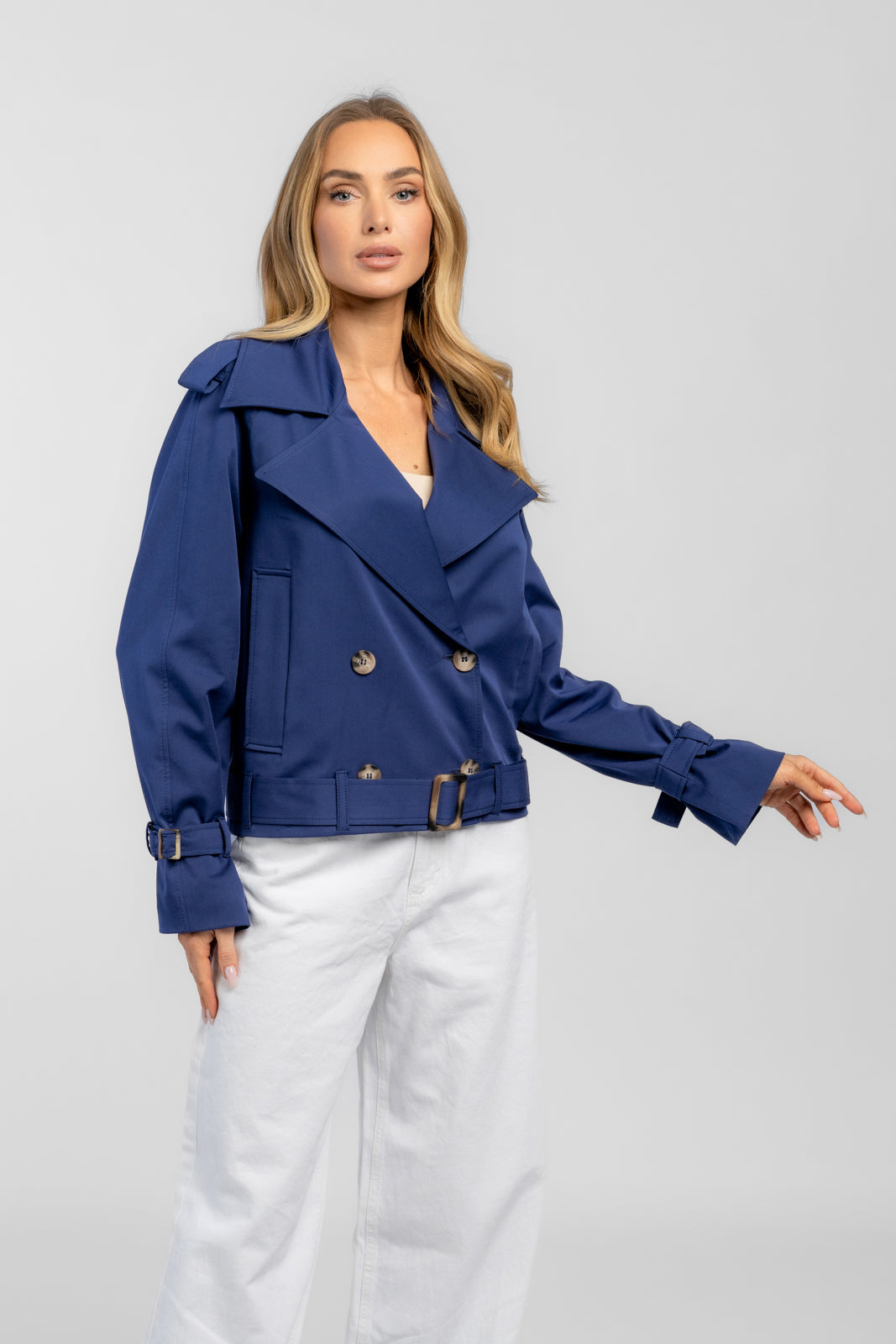 ADA marineblauwe trenchcoat
