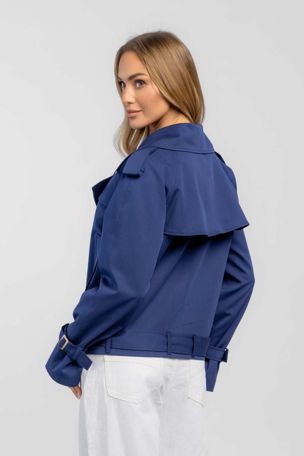 ADA marineblauwe trenchcoat