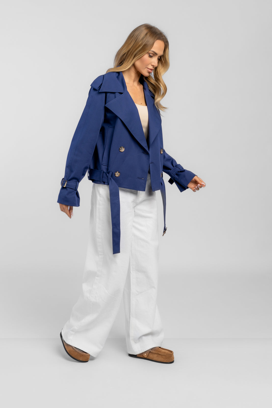 ADA marineblauwe trenchcoat