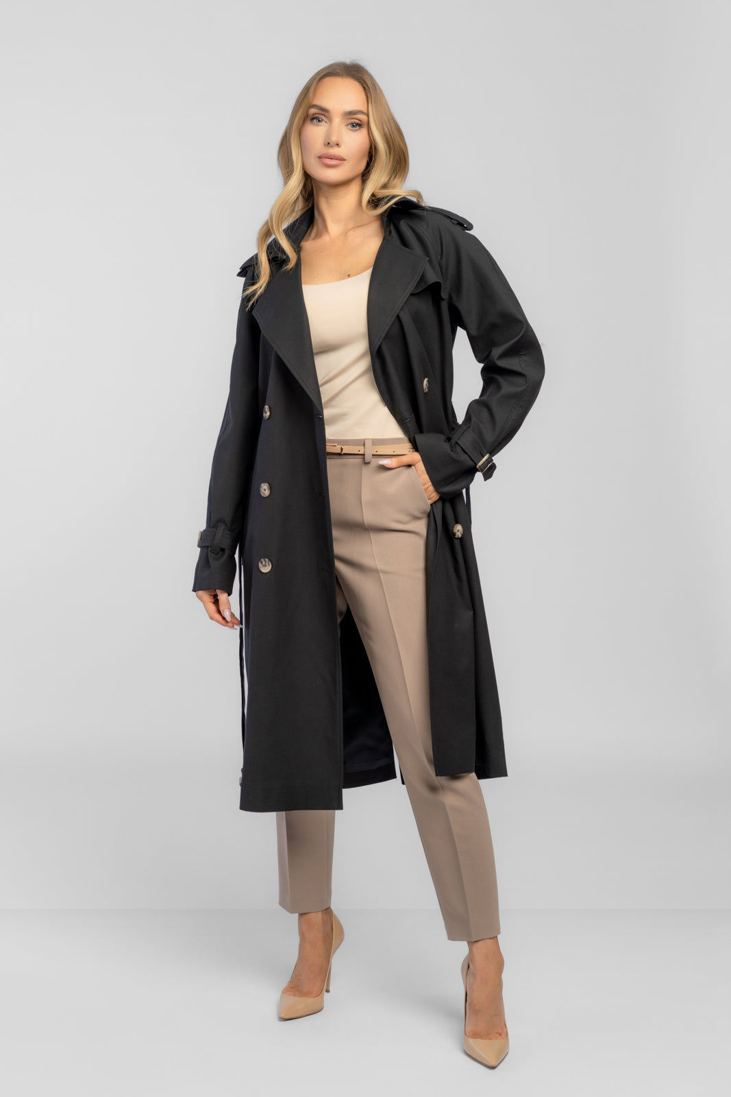 ADRIANNA trenchcoat zwart
