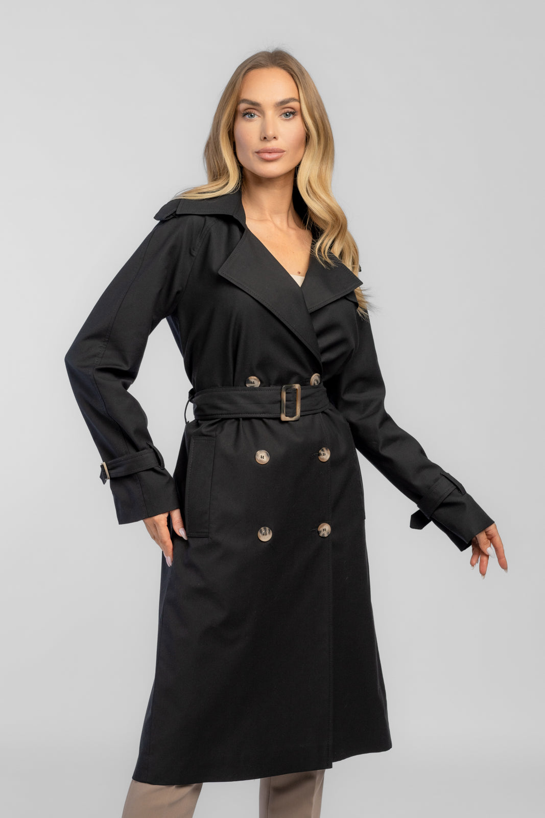 ADRIANNA trenchcoat zwart