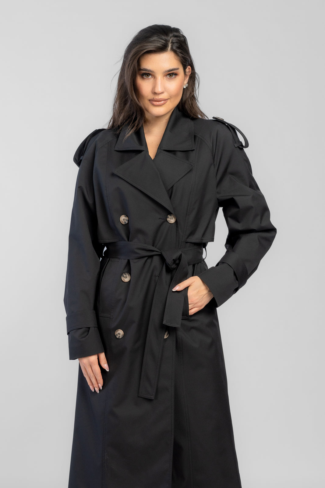 AMANDA trenchcoat zwart 2.0
