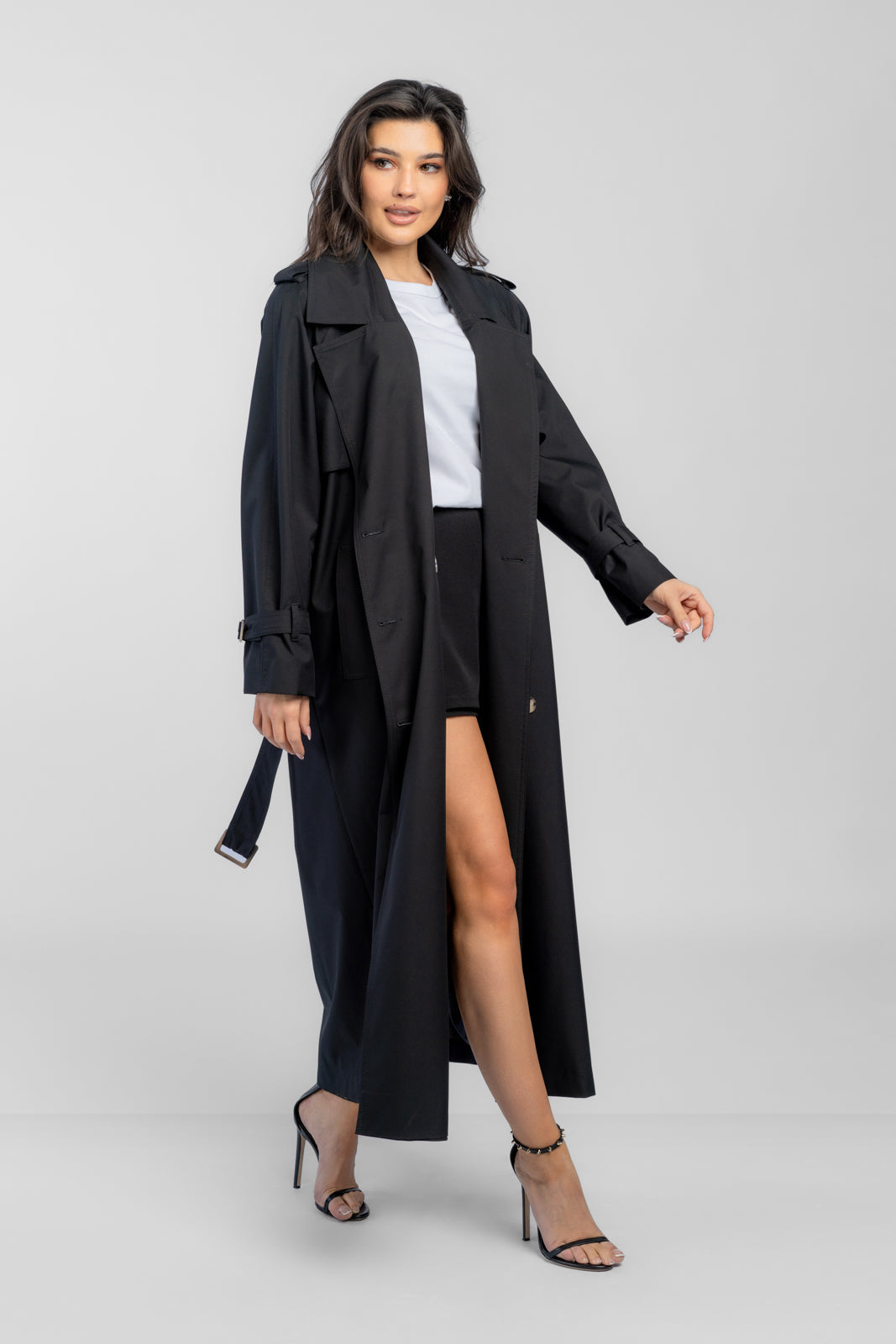 CYNTIA trenchcoat zwart