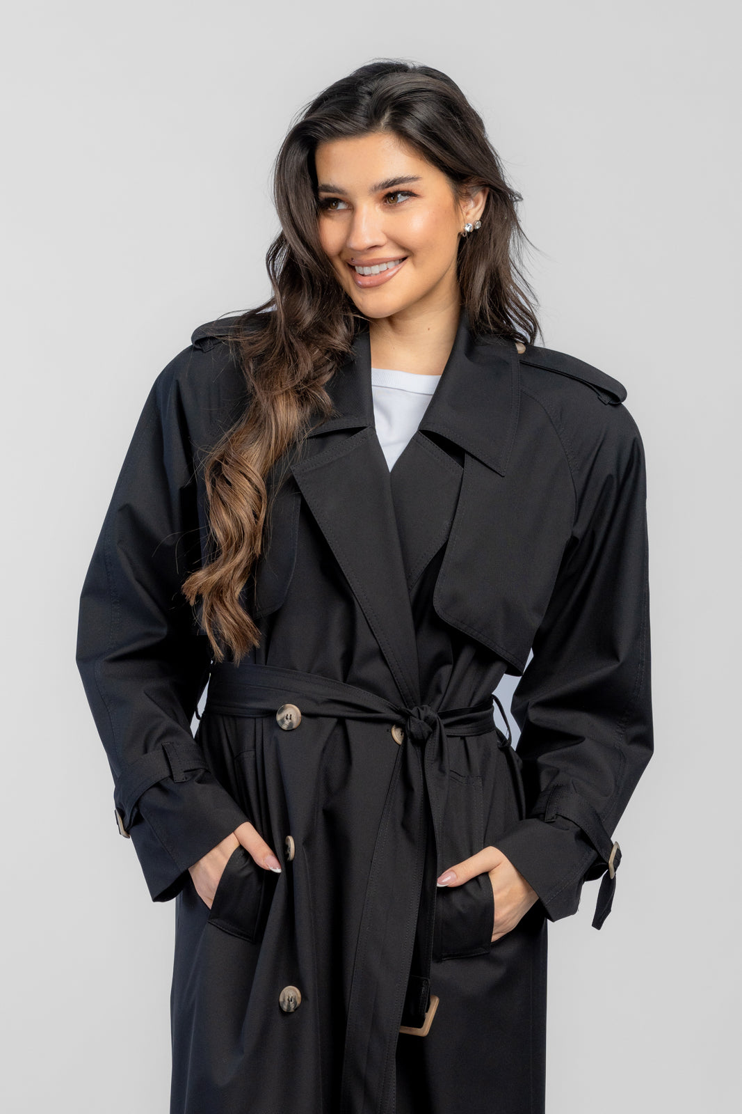 CYNTIA trenchcoat zwart