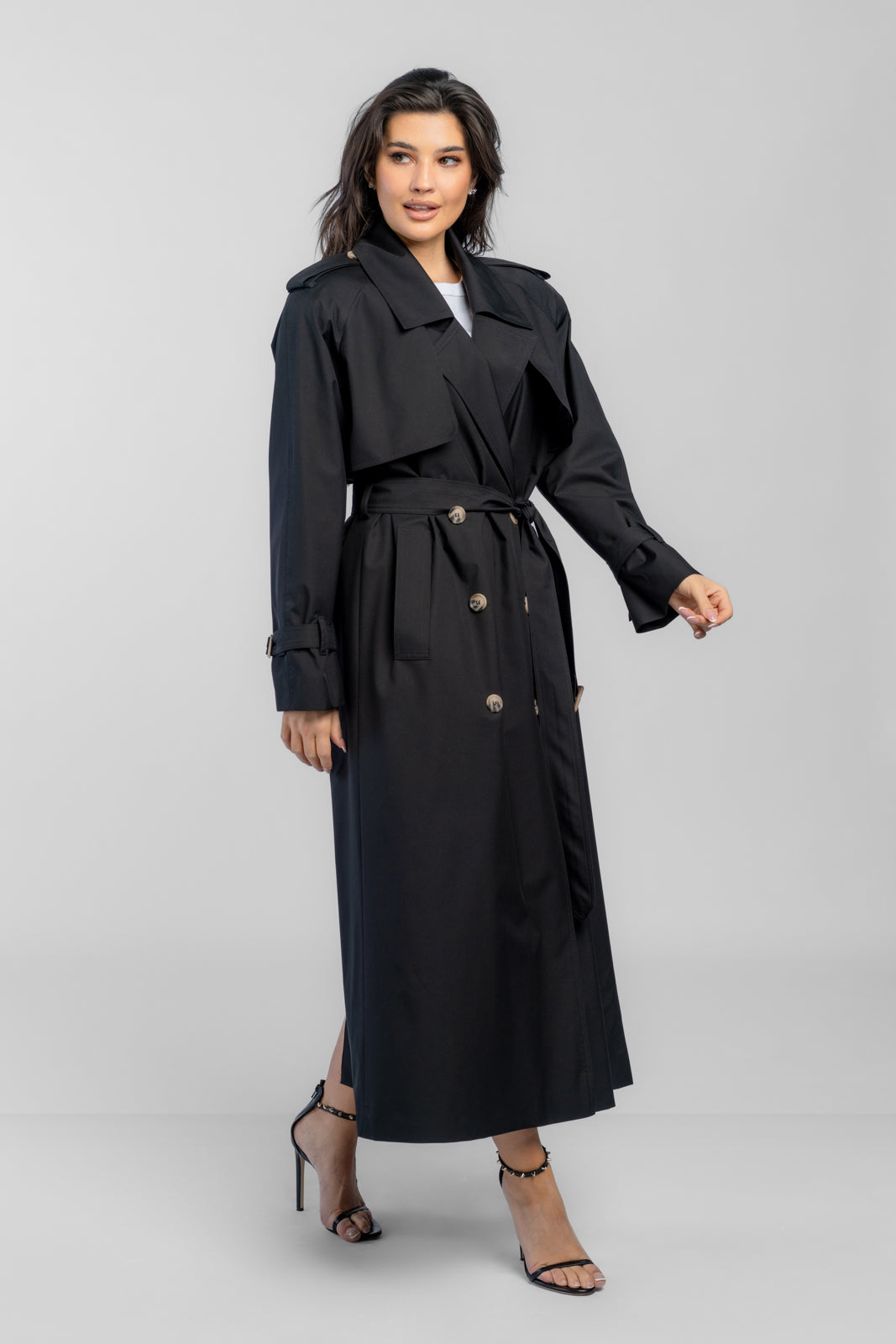 CYNTIA trenchcoat zwart