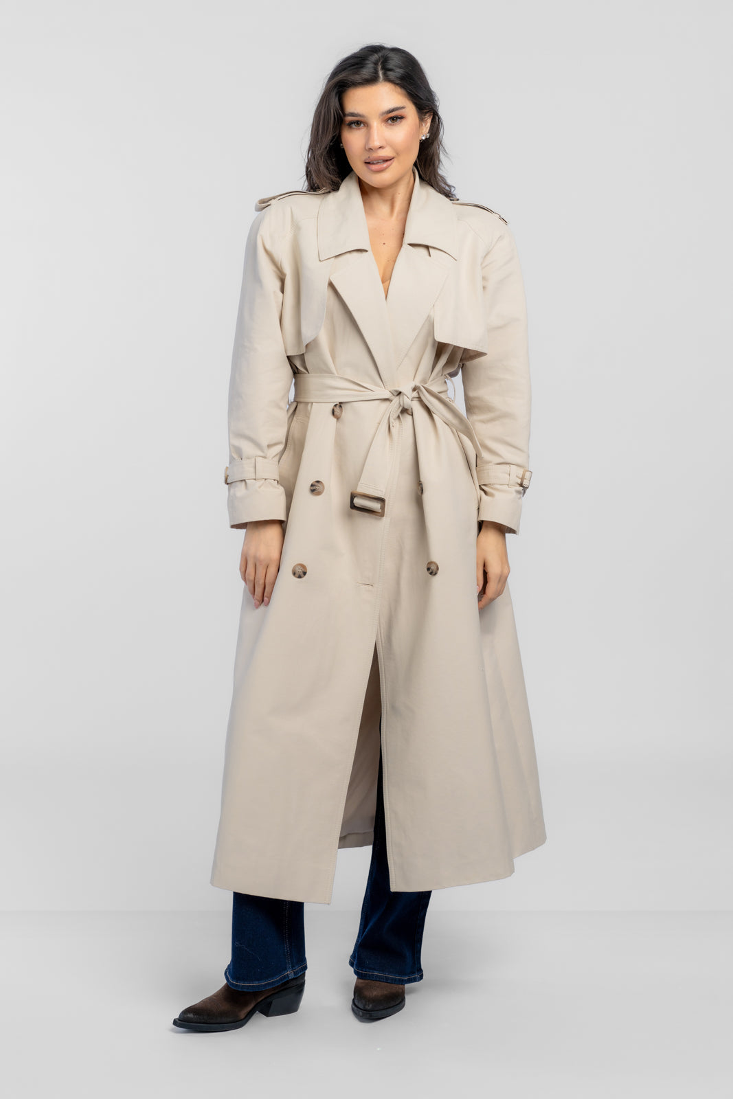 CYNTIA crèmekleurige trenchcoat