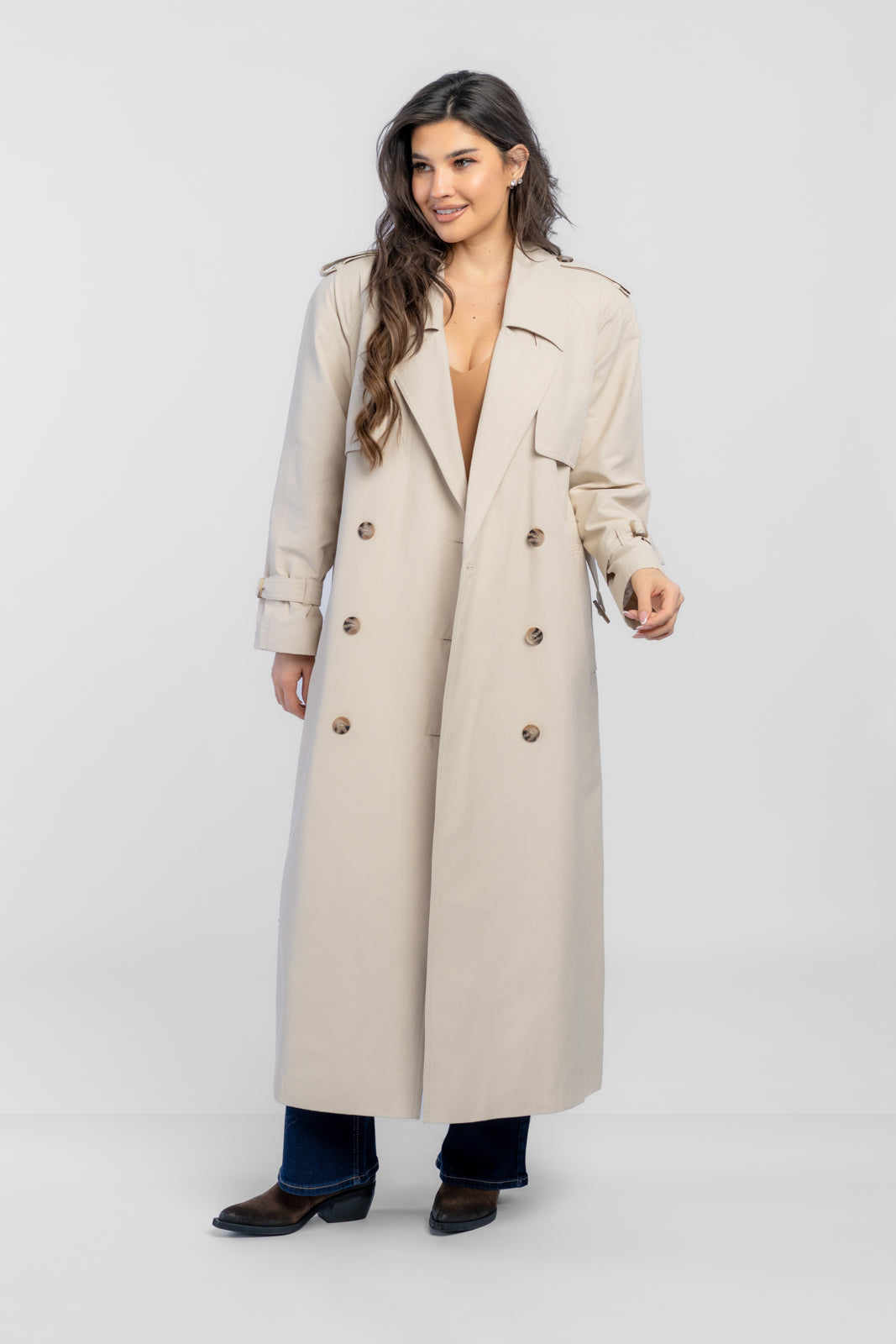 CYNTIA crèmekleurige trenchcoat