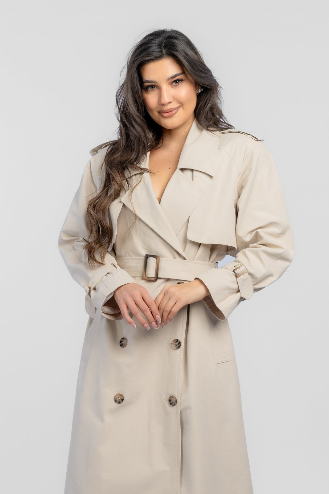 CYNTIA crèmekleurige trenchcoat