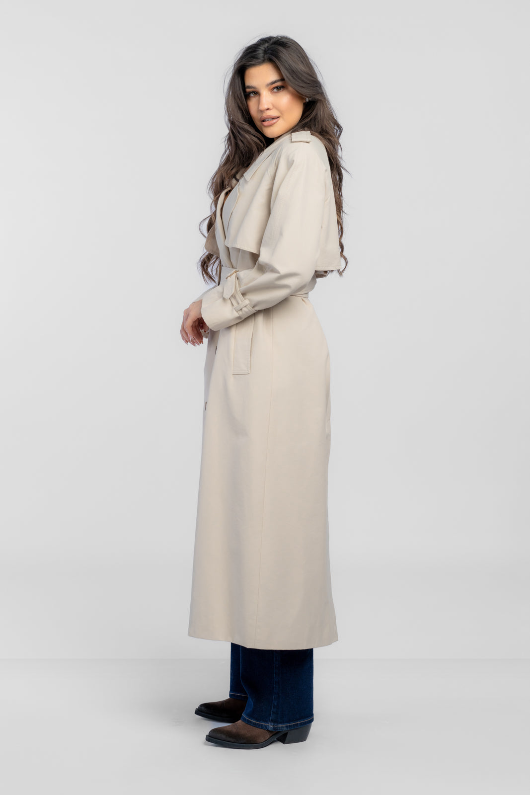CYNTIA crèmekleurige trenchcoat