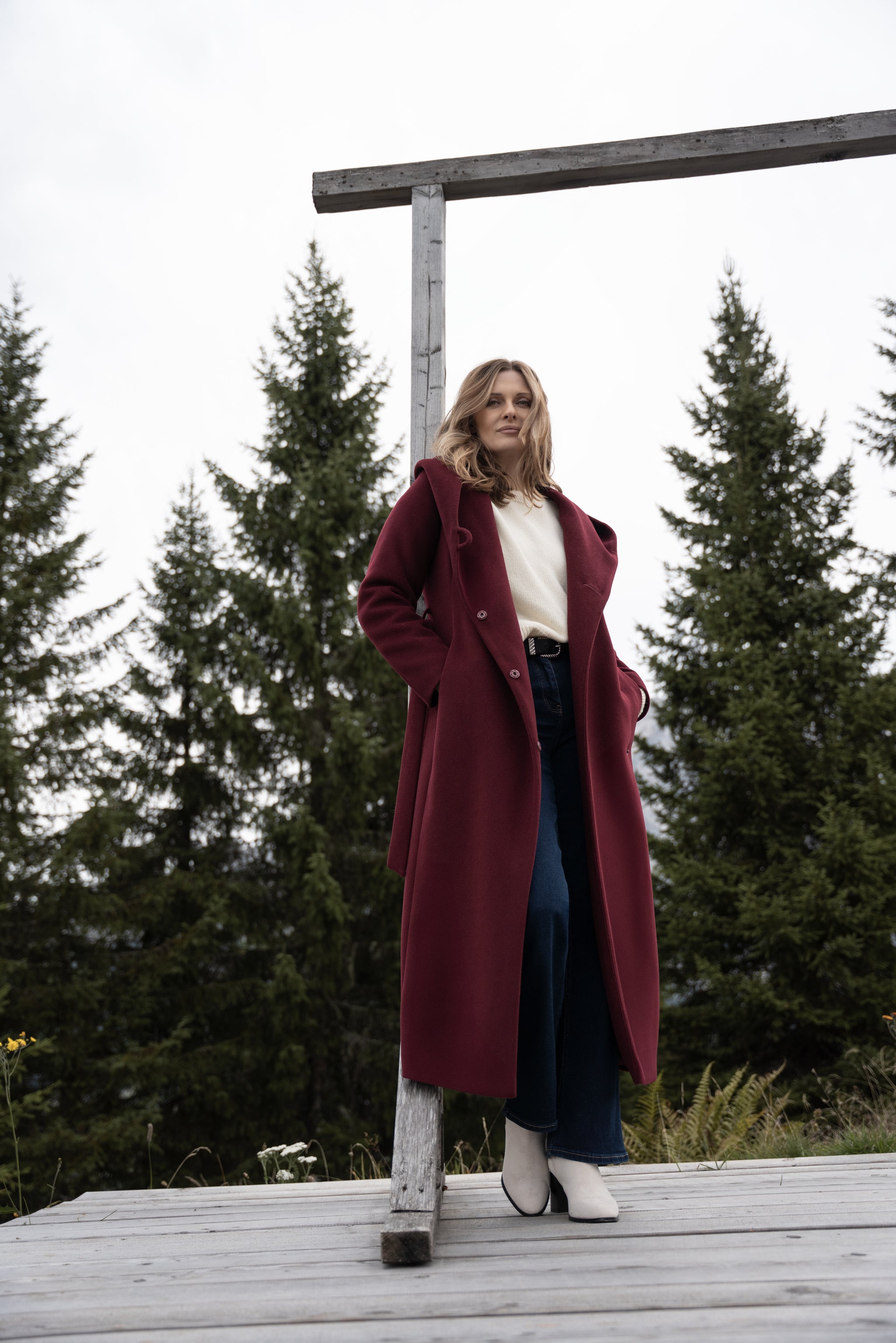 NOELIA maxi-jas bordeauxrood