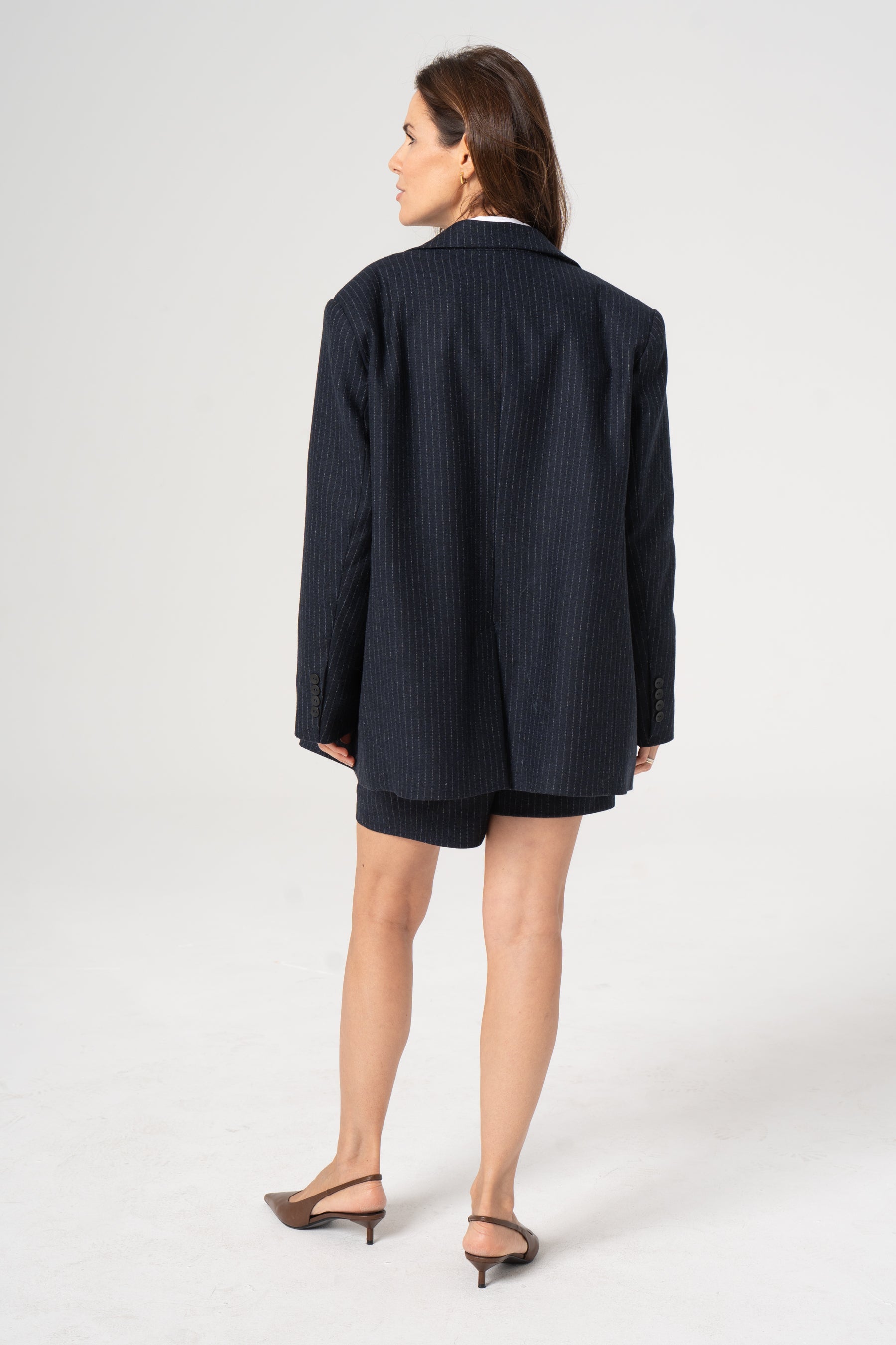 ALISON wool blazer navy stripes