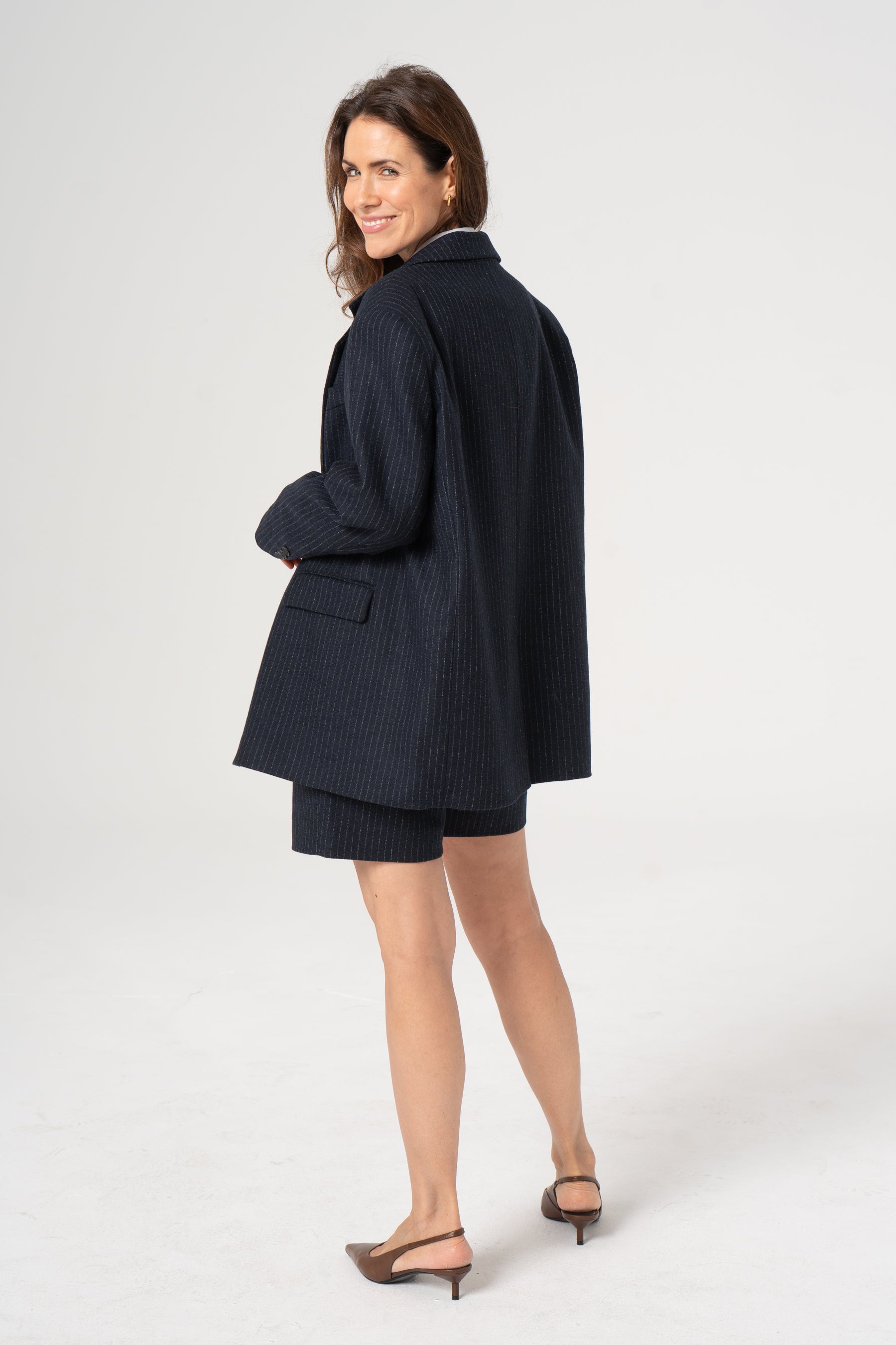 Woolen shorts POLA navy stripes