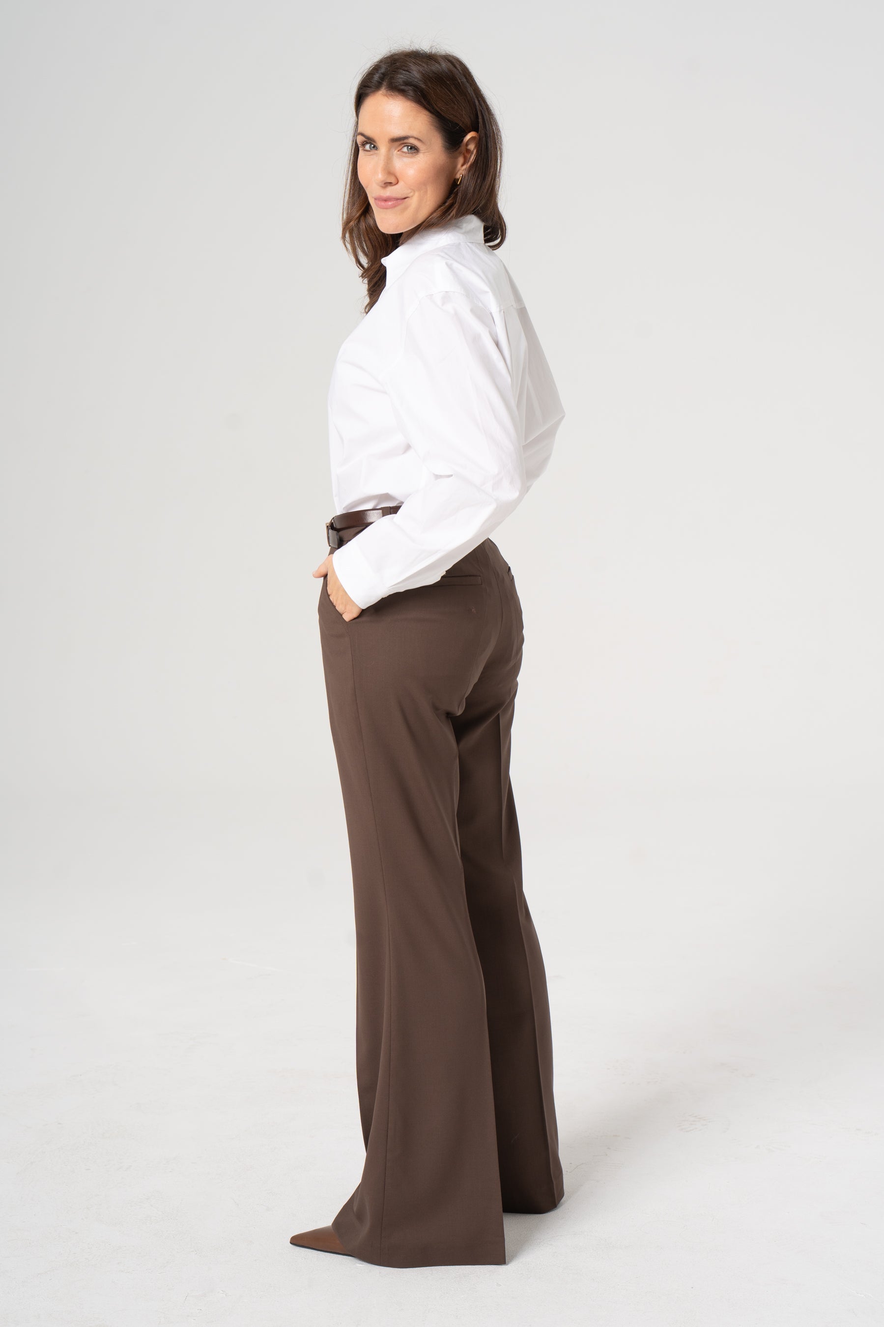 BERTA wool trousers chocolate