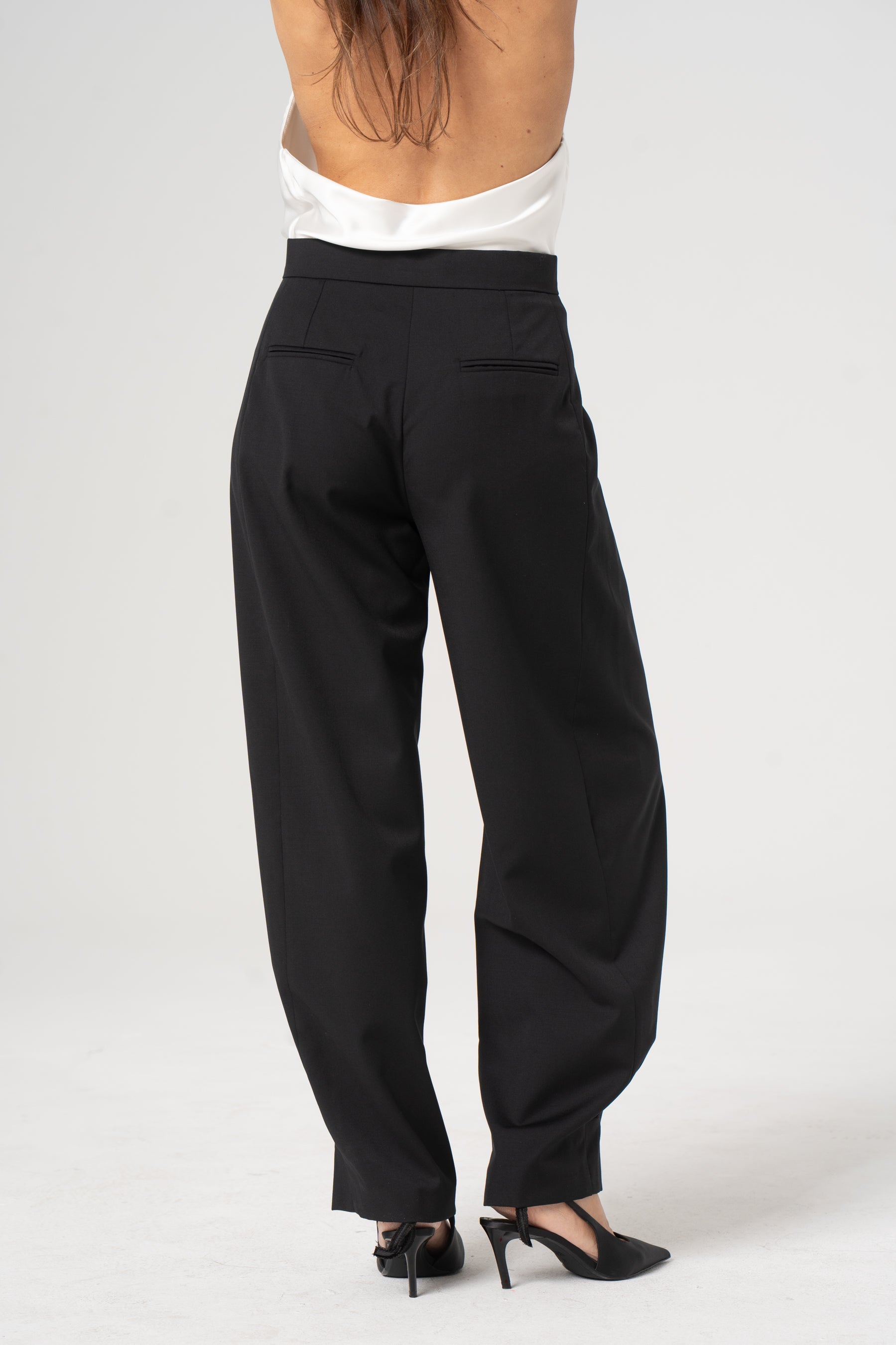 ROMA black wool trousers
