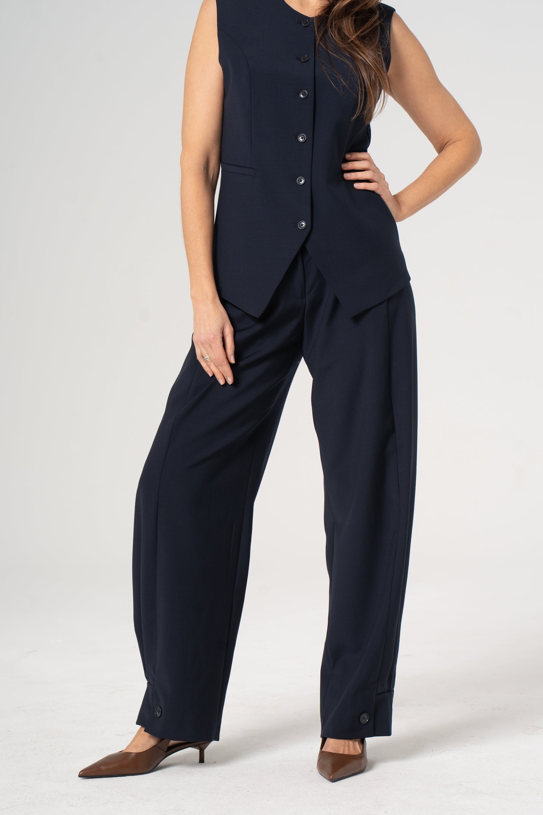 ROMA navy wool trousers