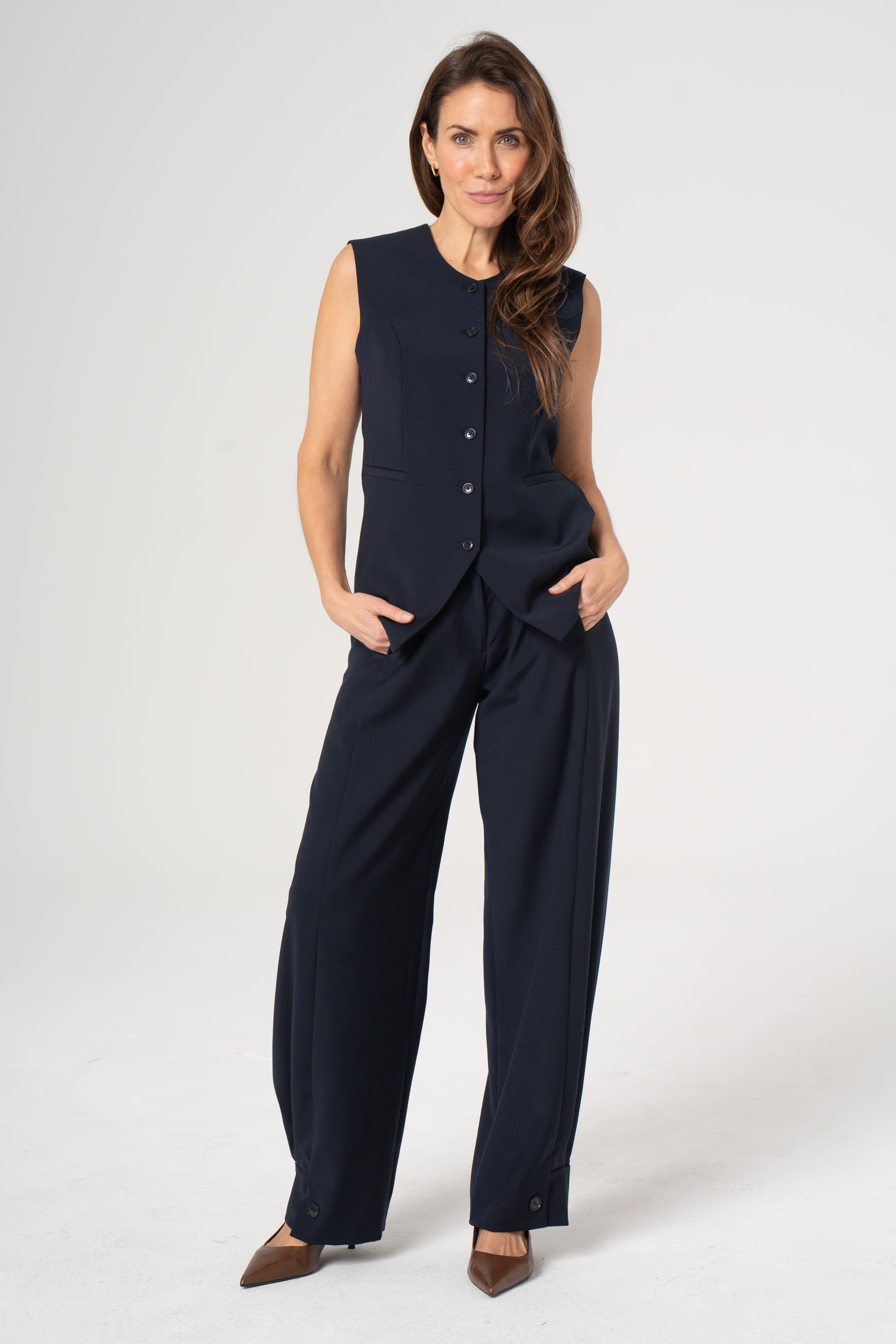 ROMA navy wool trousers