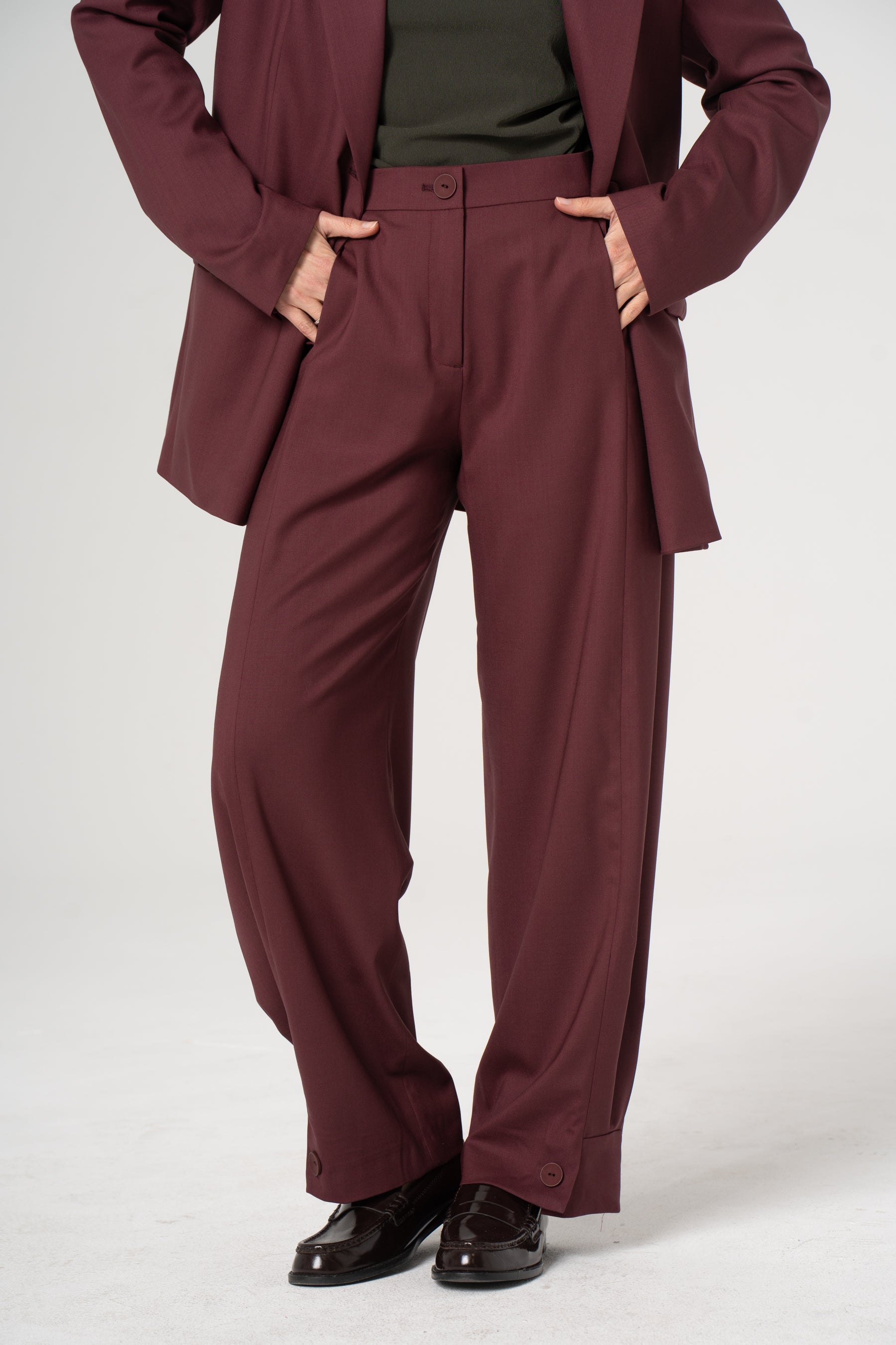 ROMA wool trousers burgundy