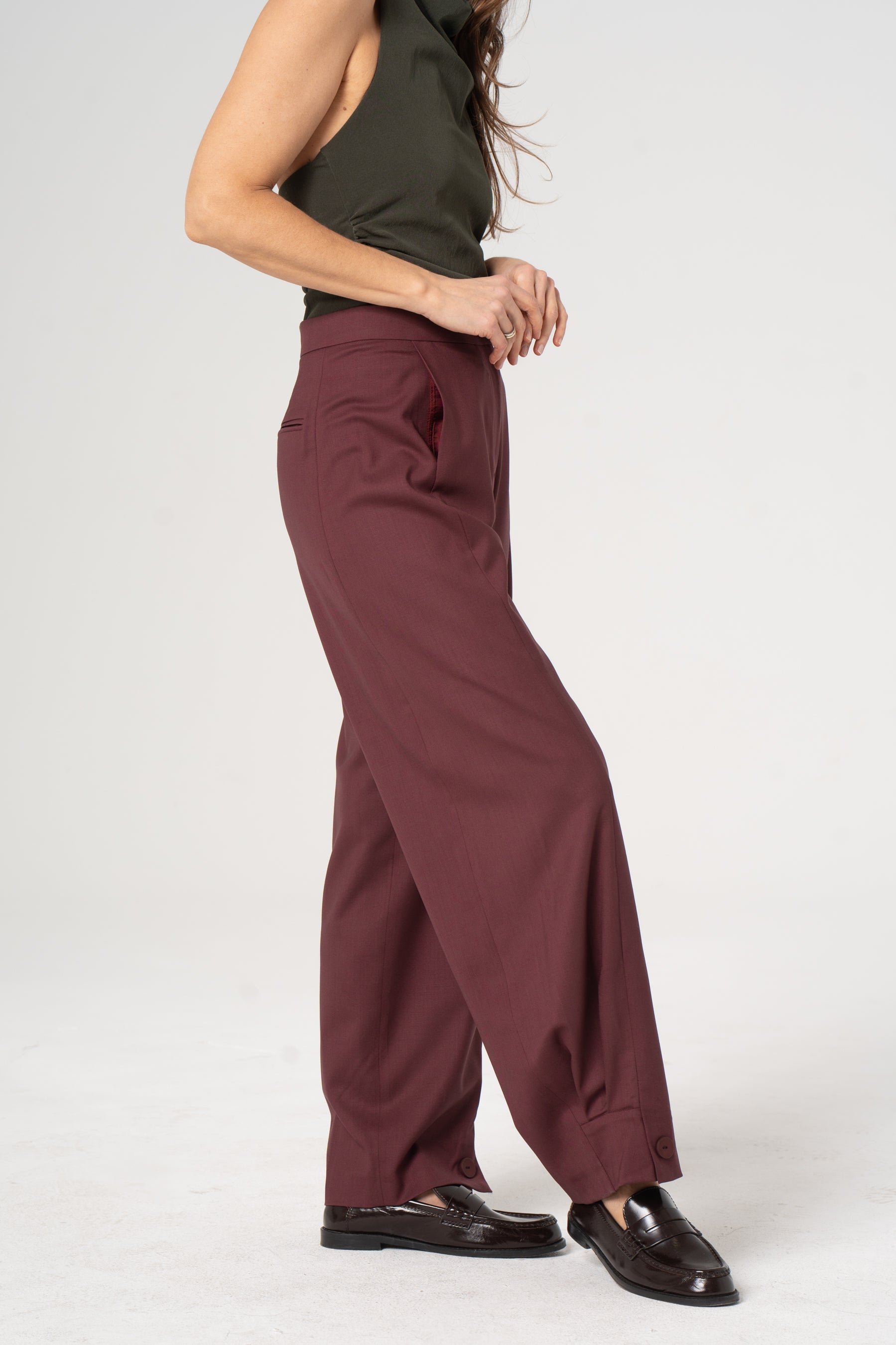 ROMA wool trousers burgundy