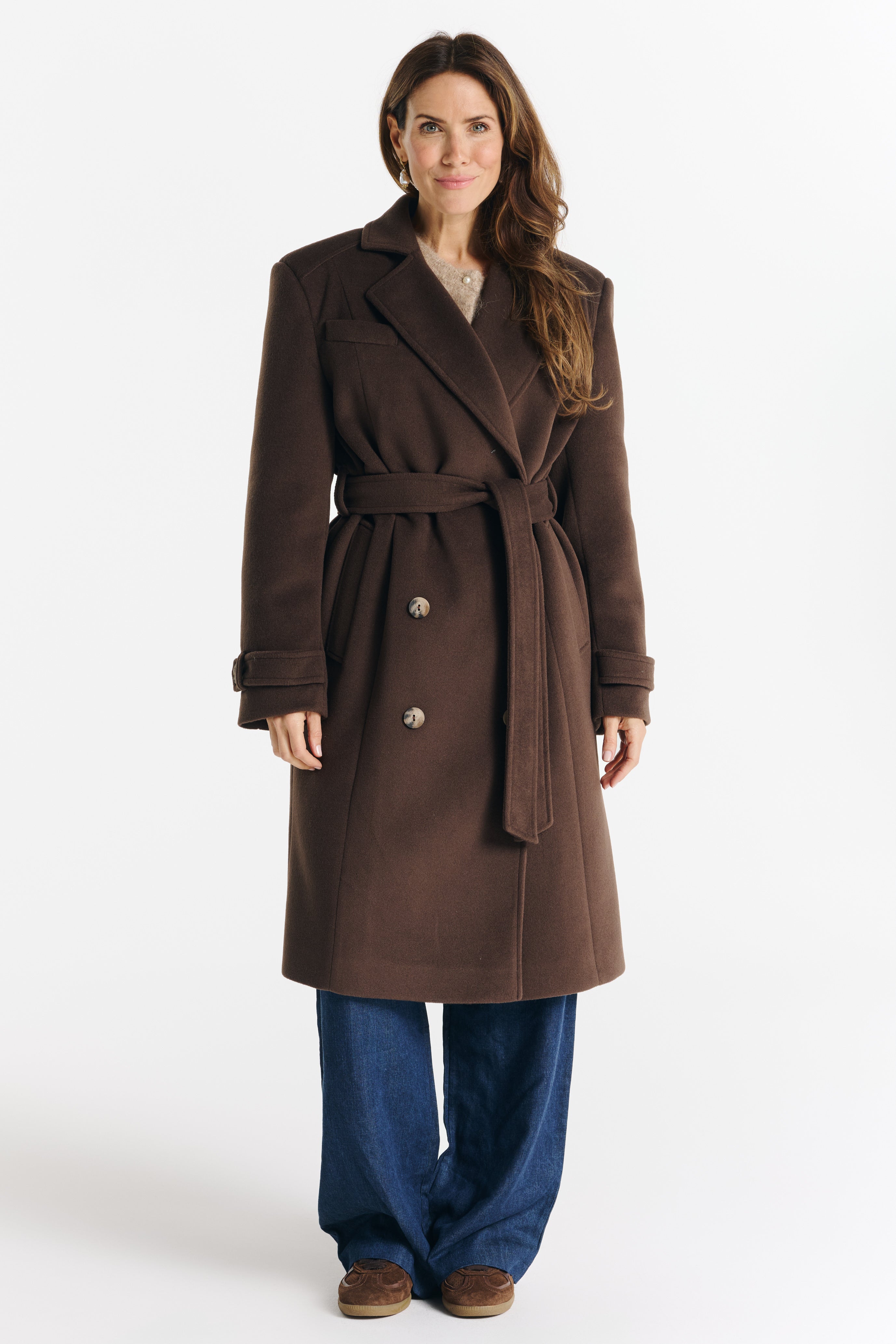 MALWINA midi jas chocolade