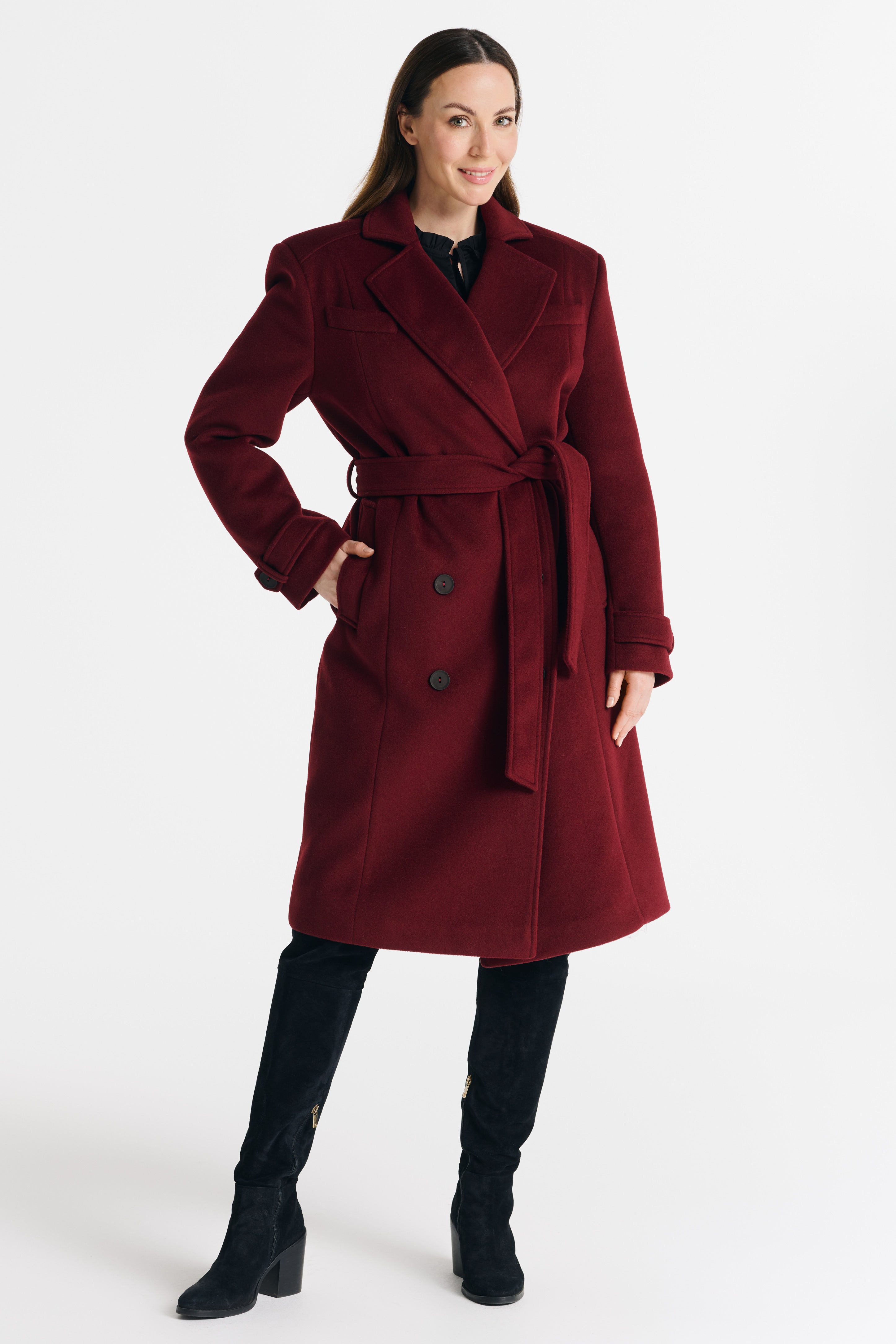 MALWINA midi-jas bordeauxrood