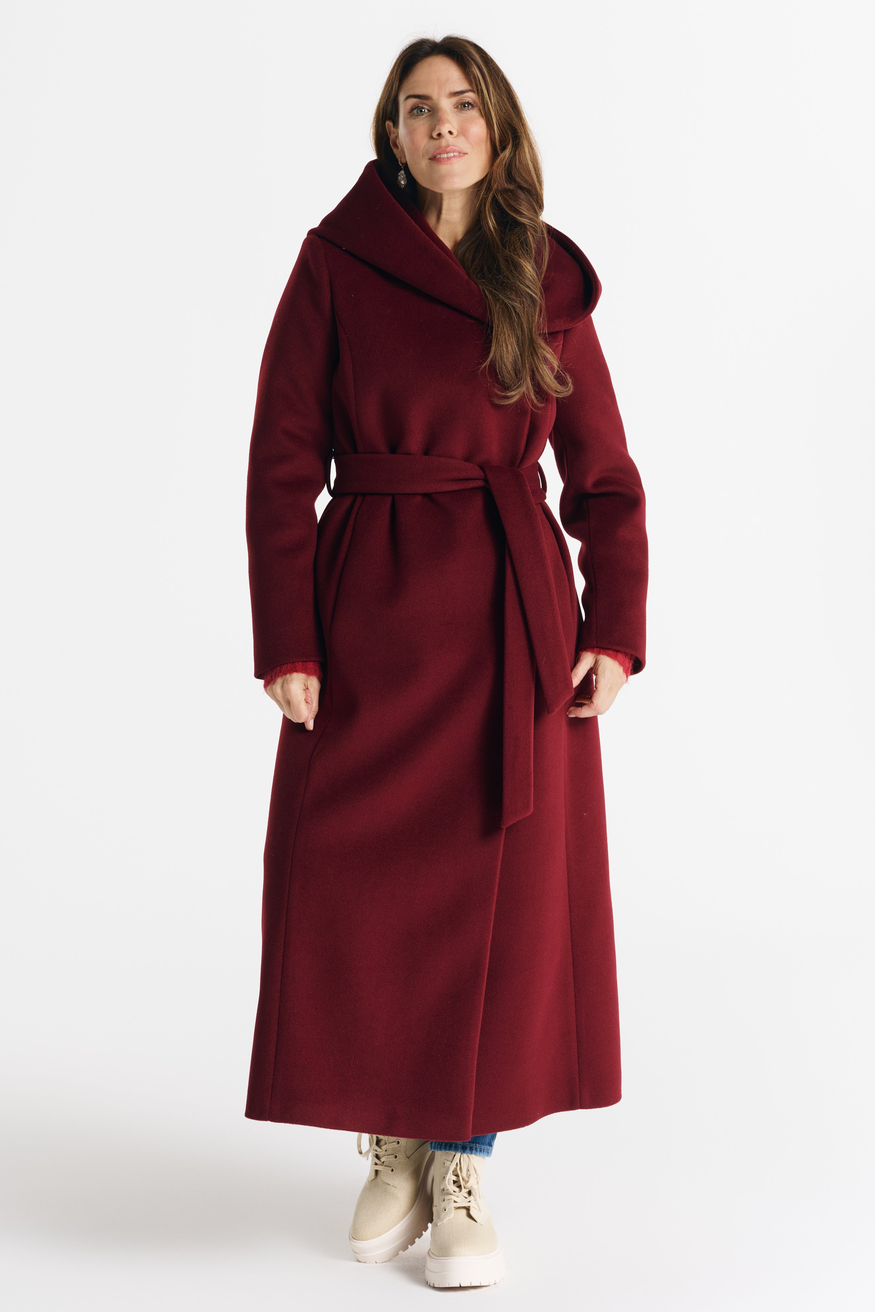 NOELIA maxi-jas bordeauxrood