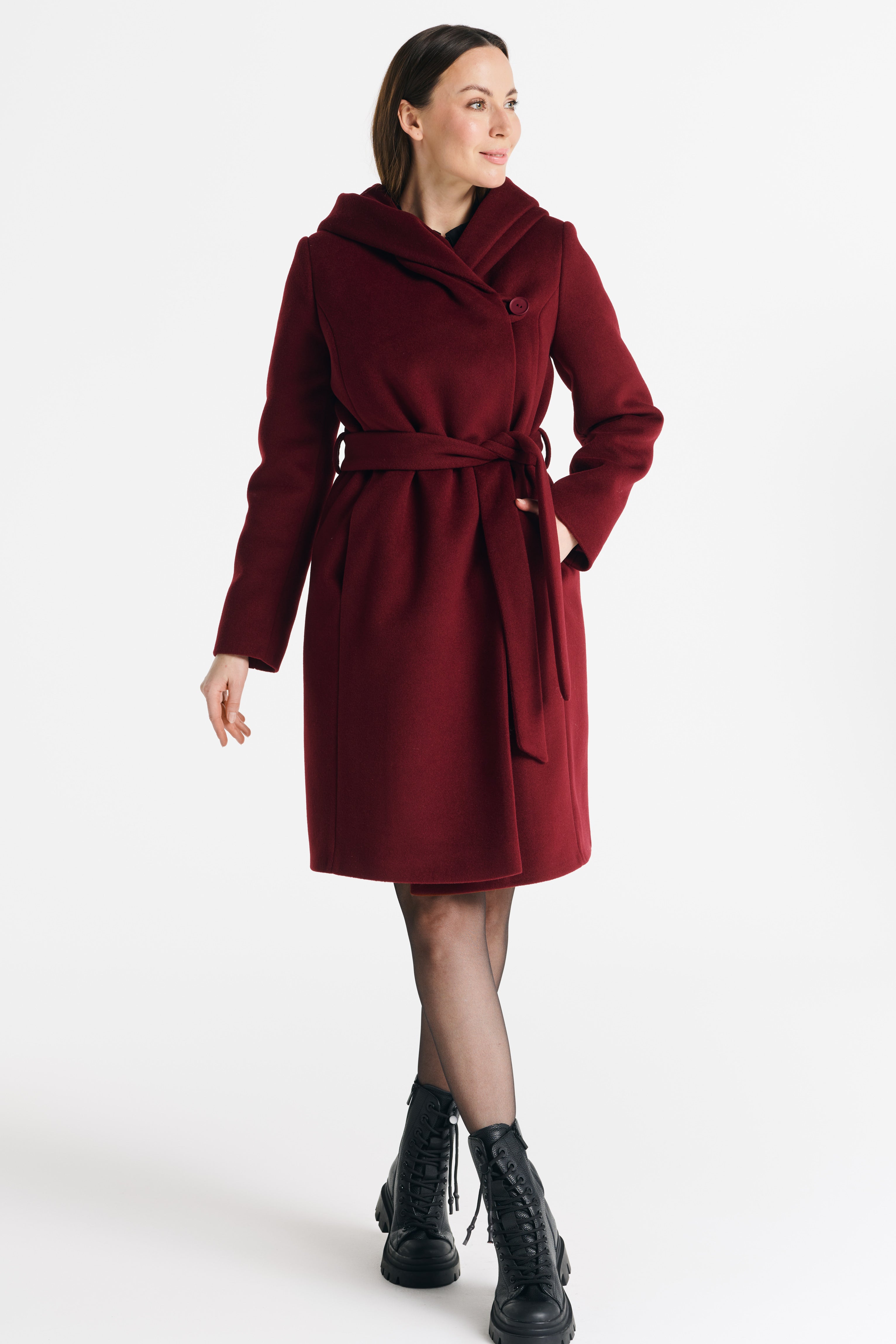 NOELIA midi-jas bordeauxrood