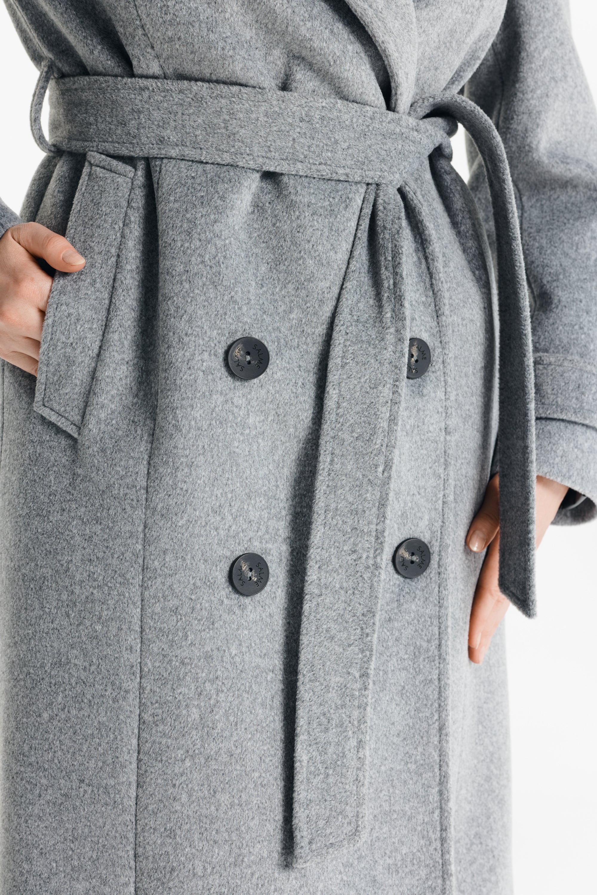 MALWINA maxi coat melange grijs